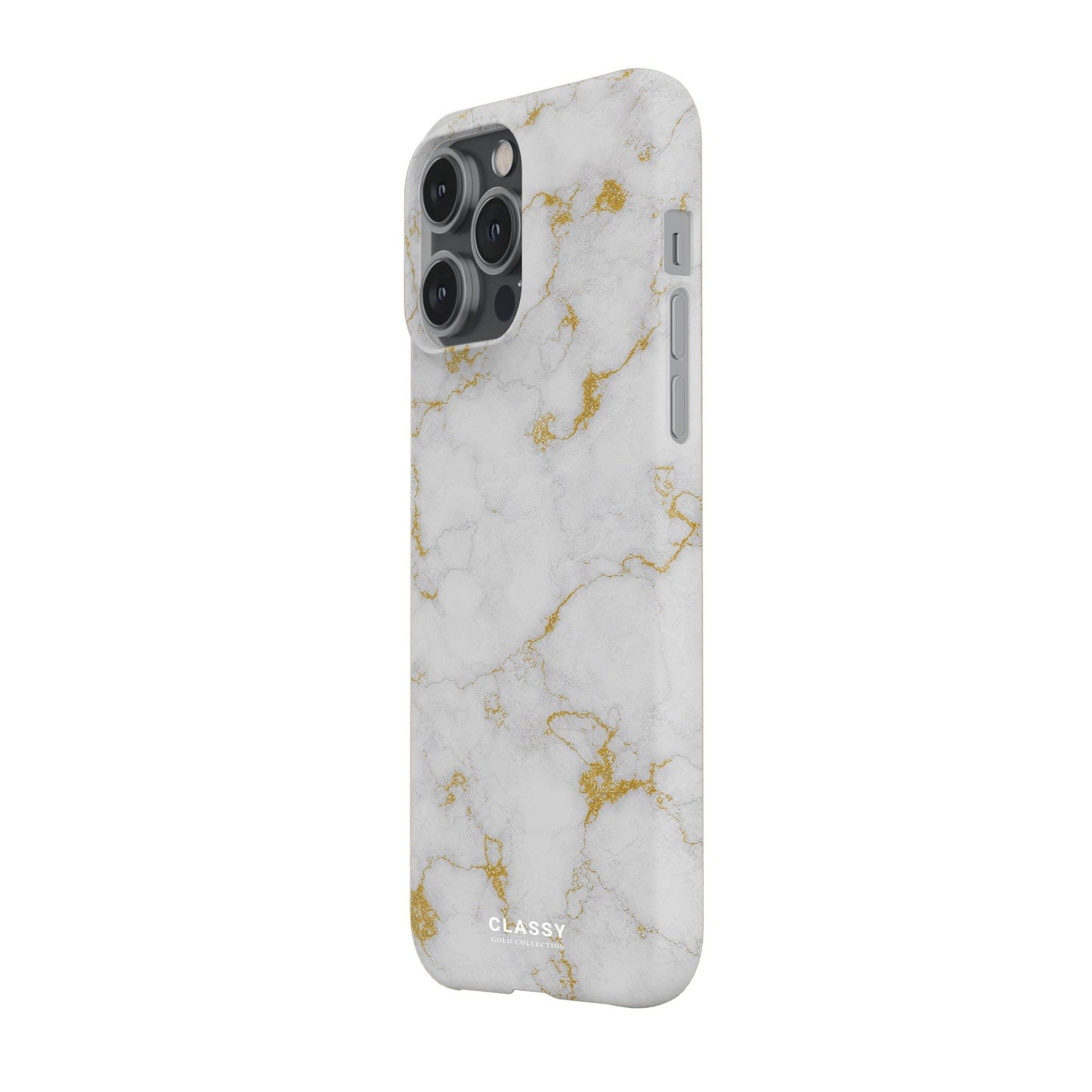 White and Gold Marble Snap Case side