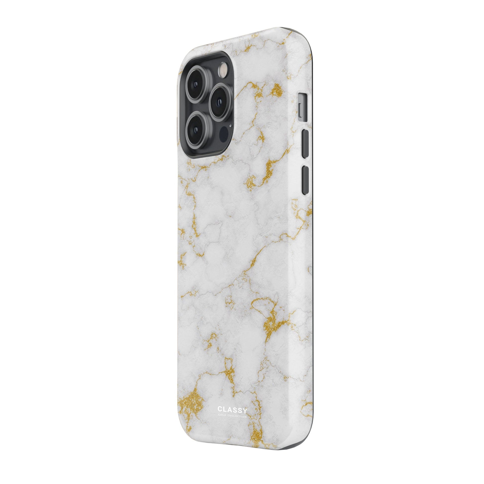 White and Gold Marble Tough Case side