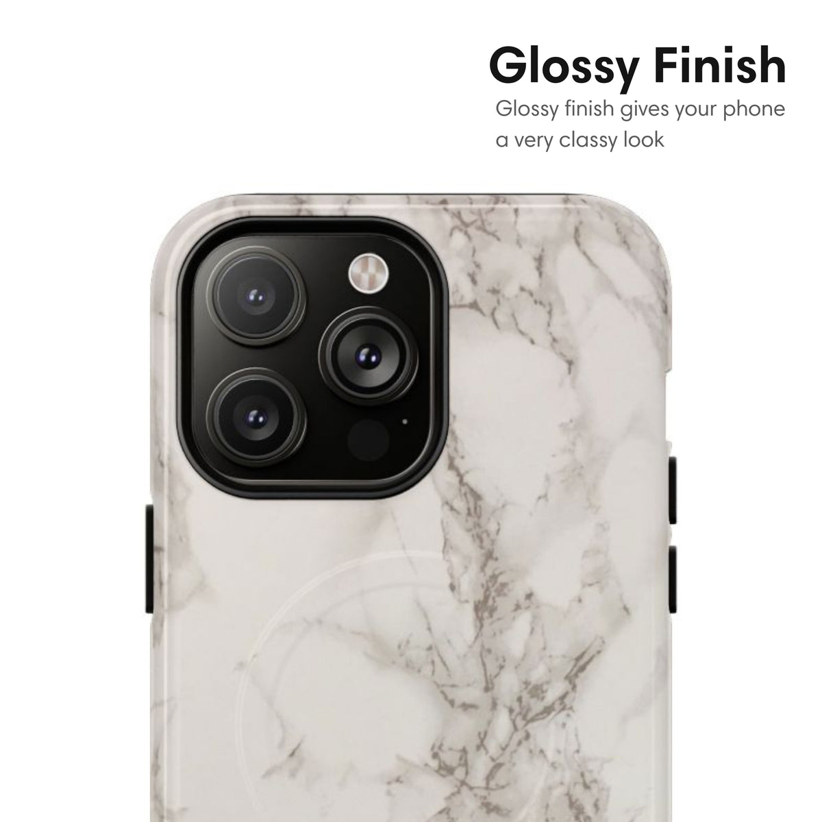 White and Gray Marble MagSafe Tough Case glossy