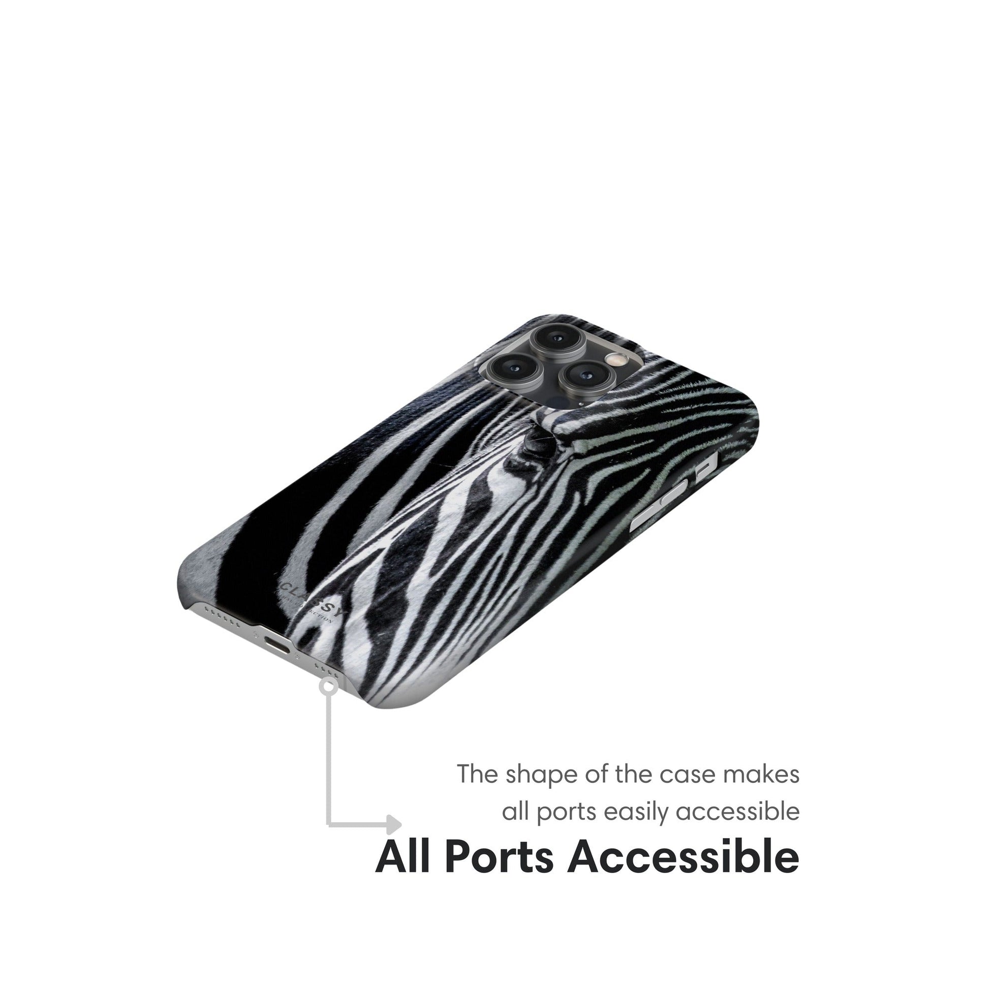 Zebra Head Snap Case ports