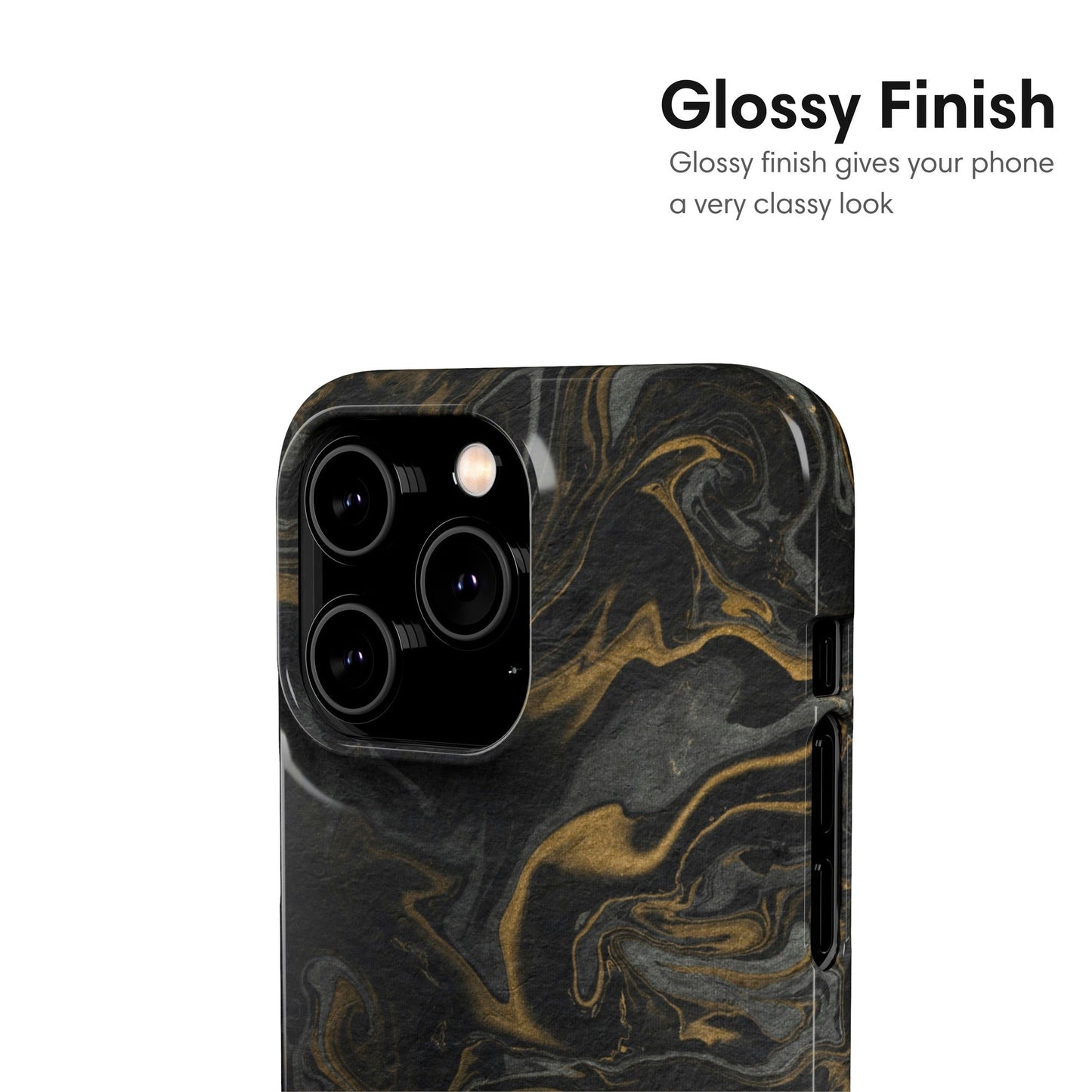 Black and Gold Marble Snap Case - Classy Cases - Phone Case - iPhone 17 - Glossy -