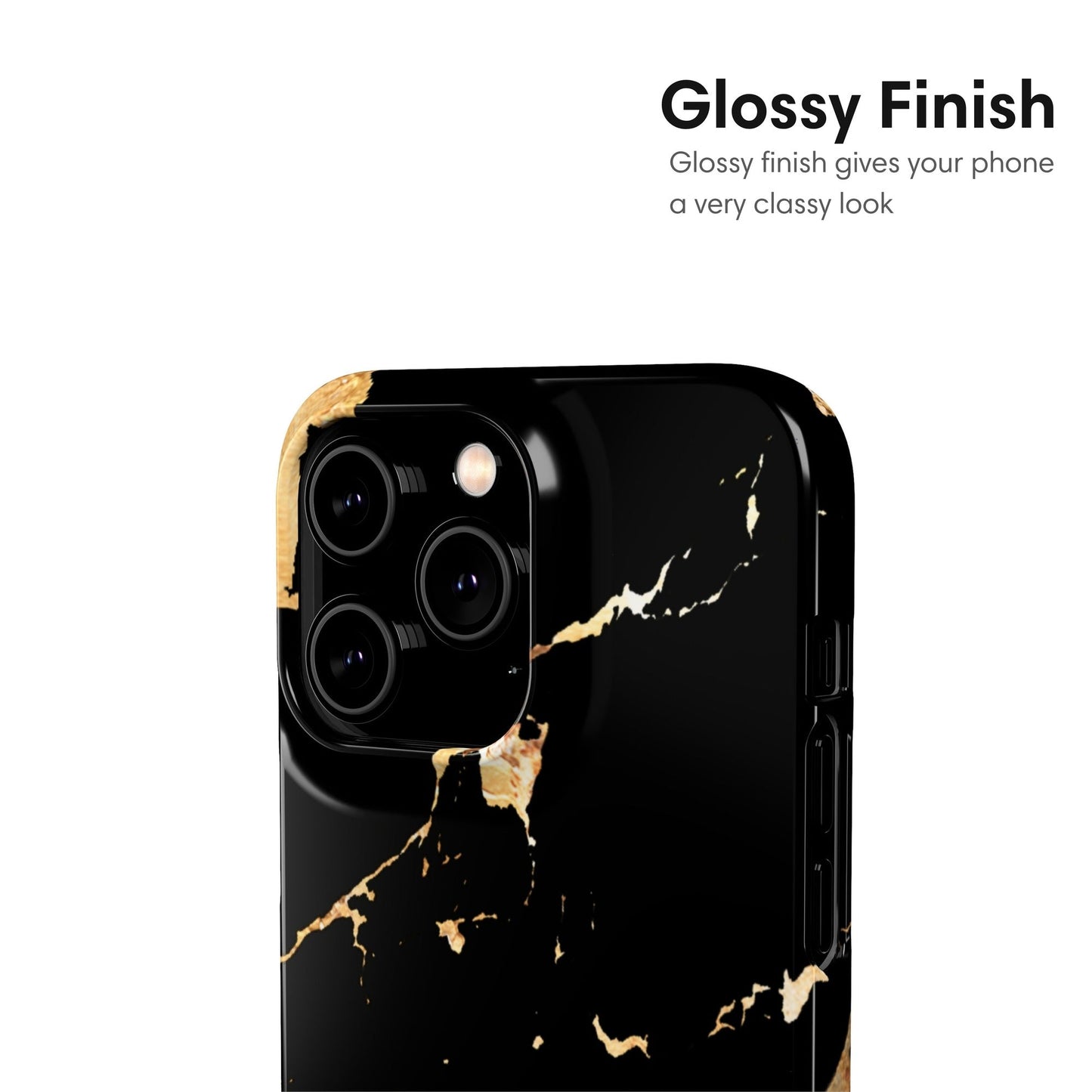 Black and Gold Marble Snap Case - Classy Cases - Phone Case - iPhone 17 - Glossy -
