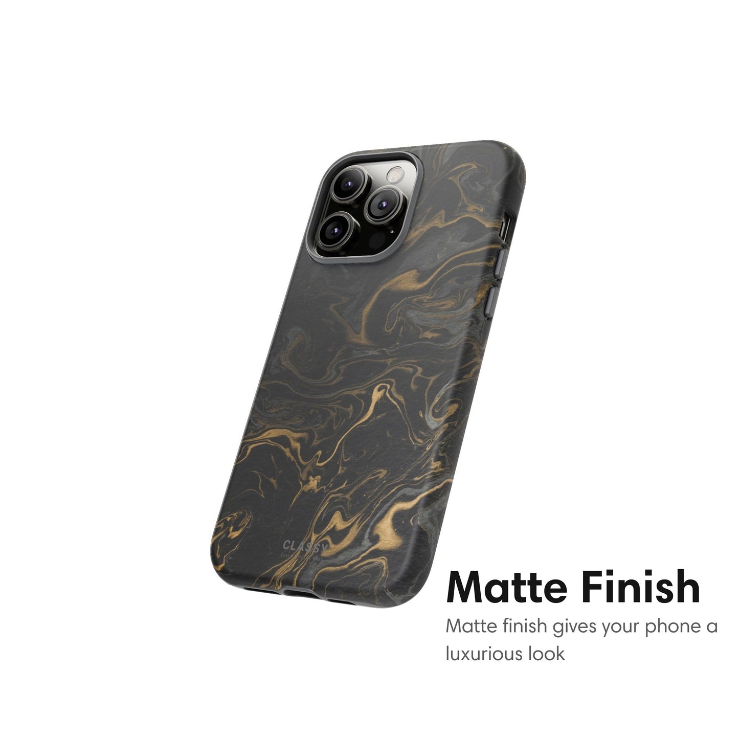 Black and Gold Marble Tough Case - Classy Cases - Phone Case - iPhone 17 - Glossy -