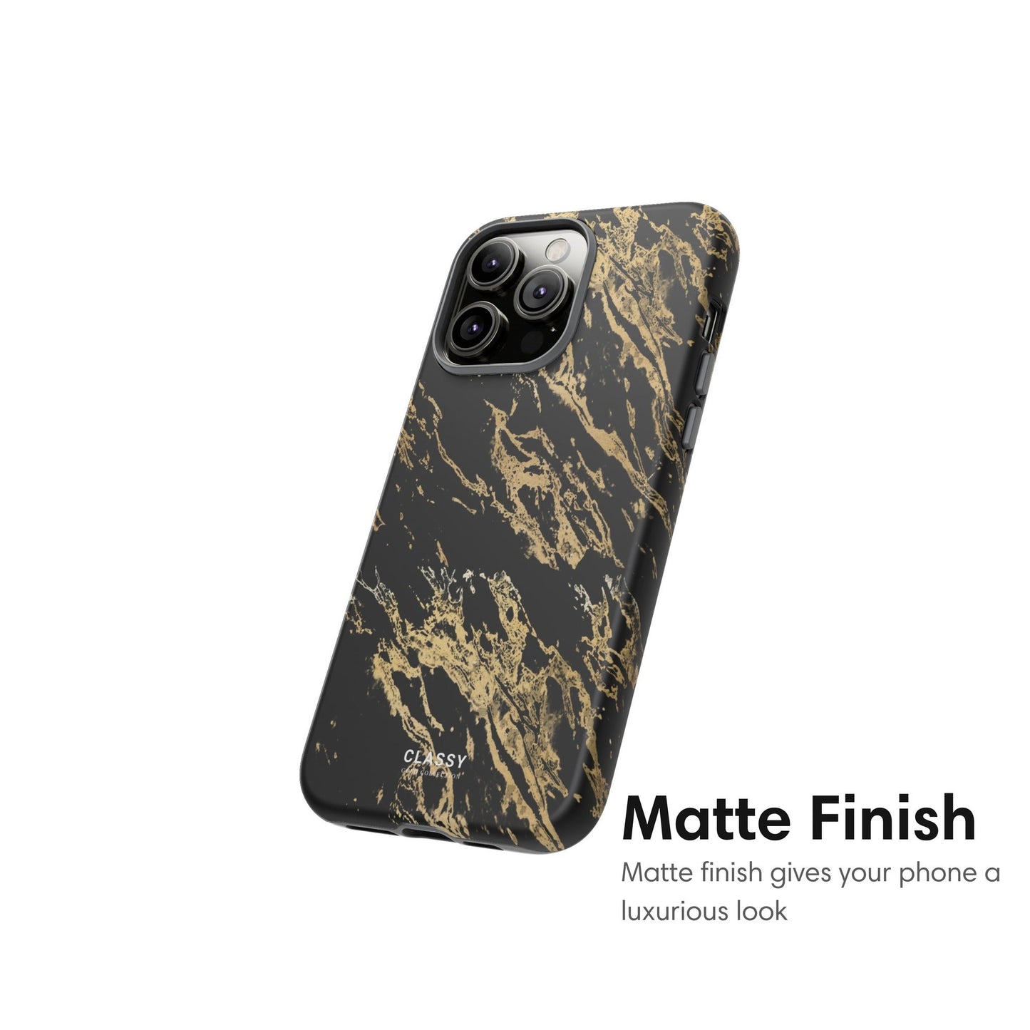 Black and Gold Pattern Tough Case - Classy Cases - Phone Case - iPhone 17 - Glossy -