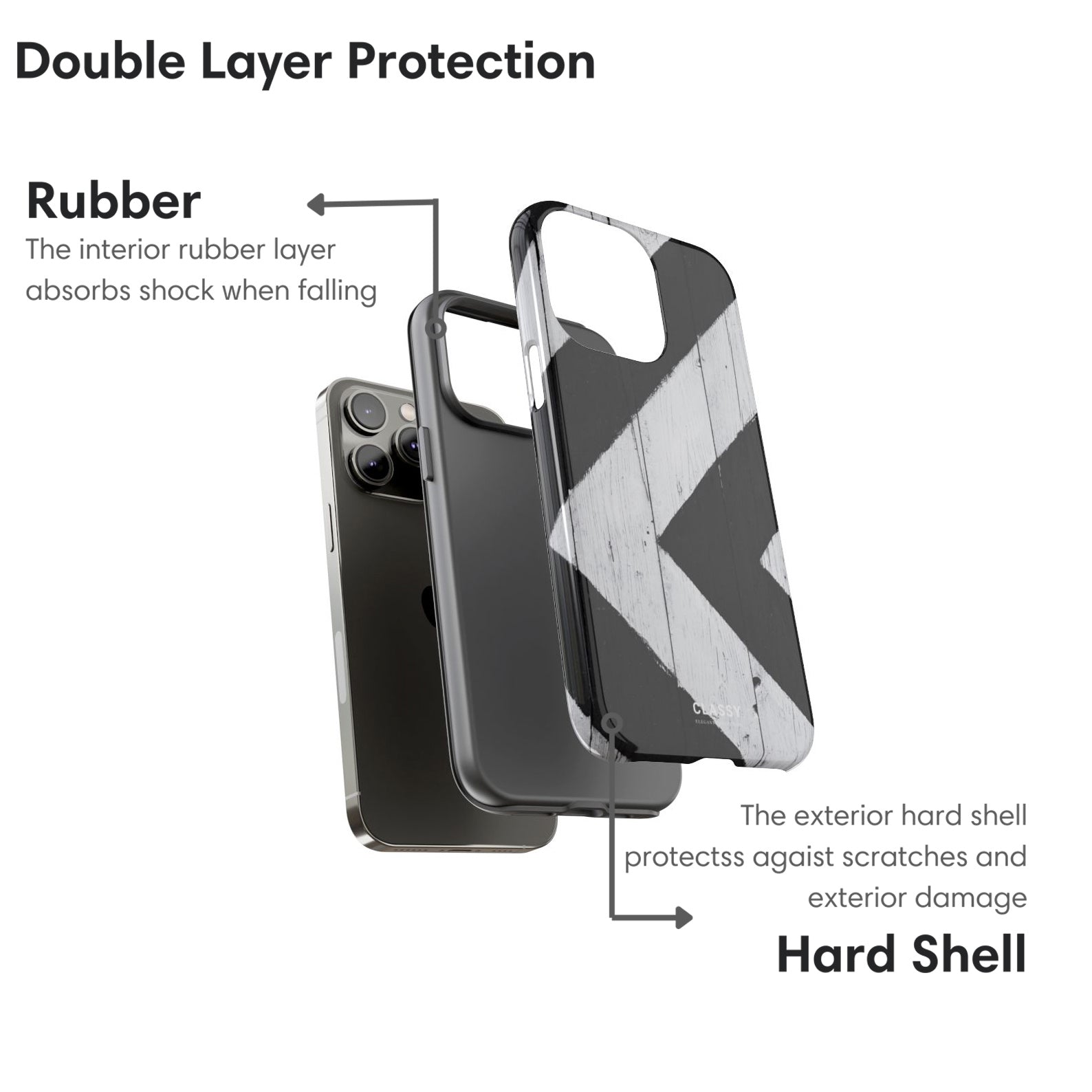 Black and White Chevron Pattern Tough Case layers