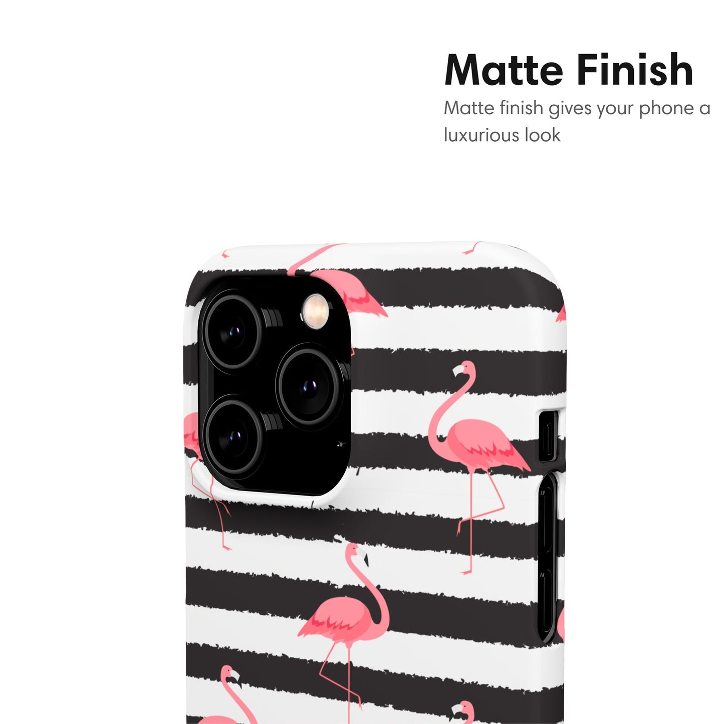 Black and White Striped Flamingo Snap Case - Classy Cases - Phone Case - iPhone 17 - Glossy -