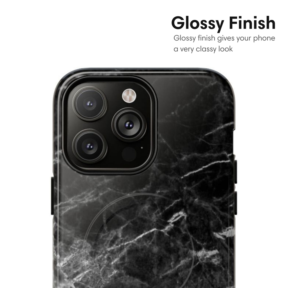 Black Marble MagSafe Tough Case - Classy Cases - Phone Case - iPhone 17 - Glossy -