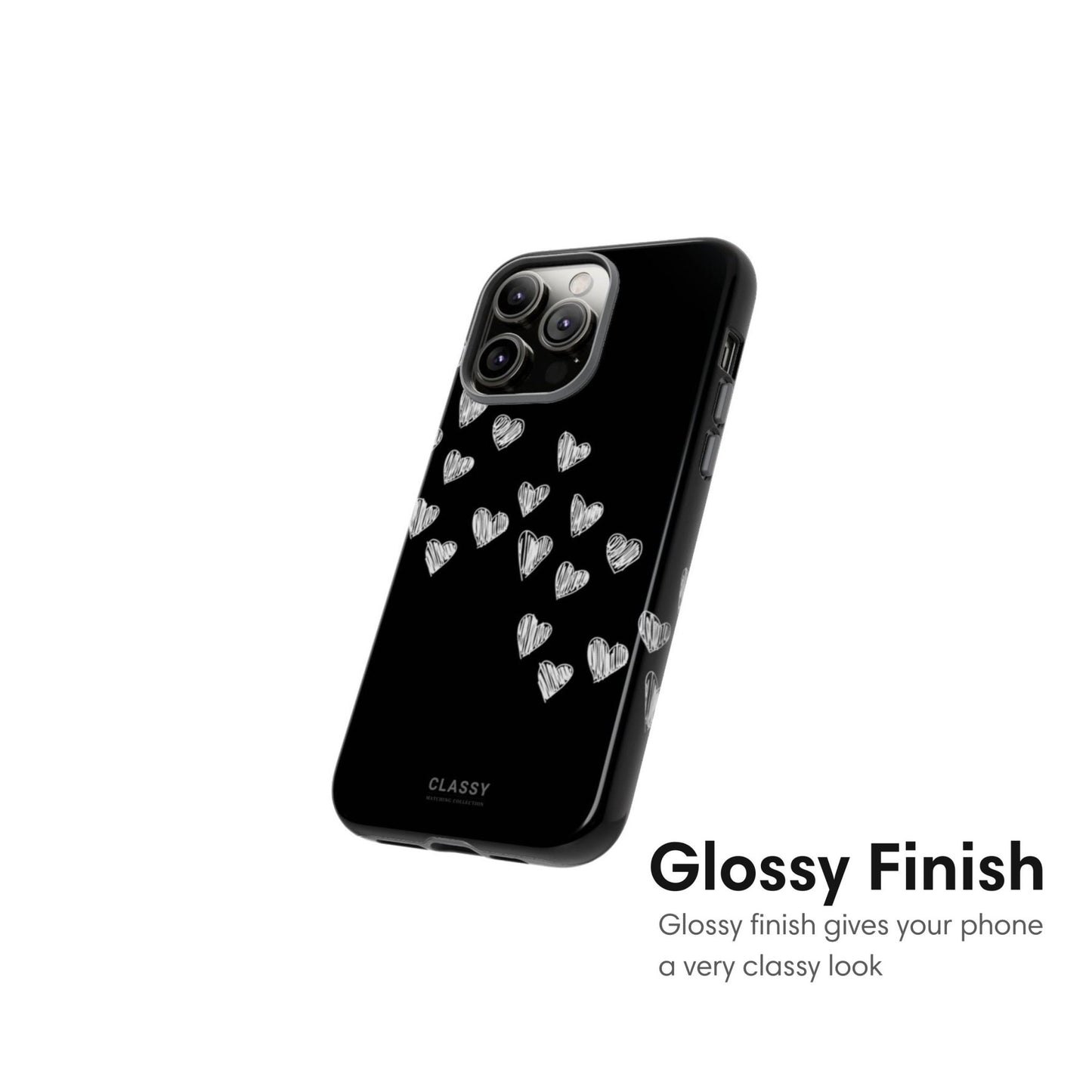 Couple Hearts Tough Case - Black - Classy Cases - Phone Case - iPhone 17 - Glossy -
