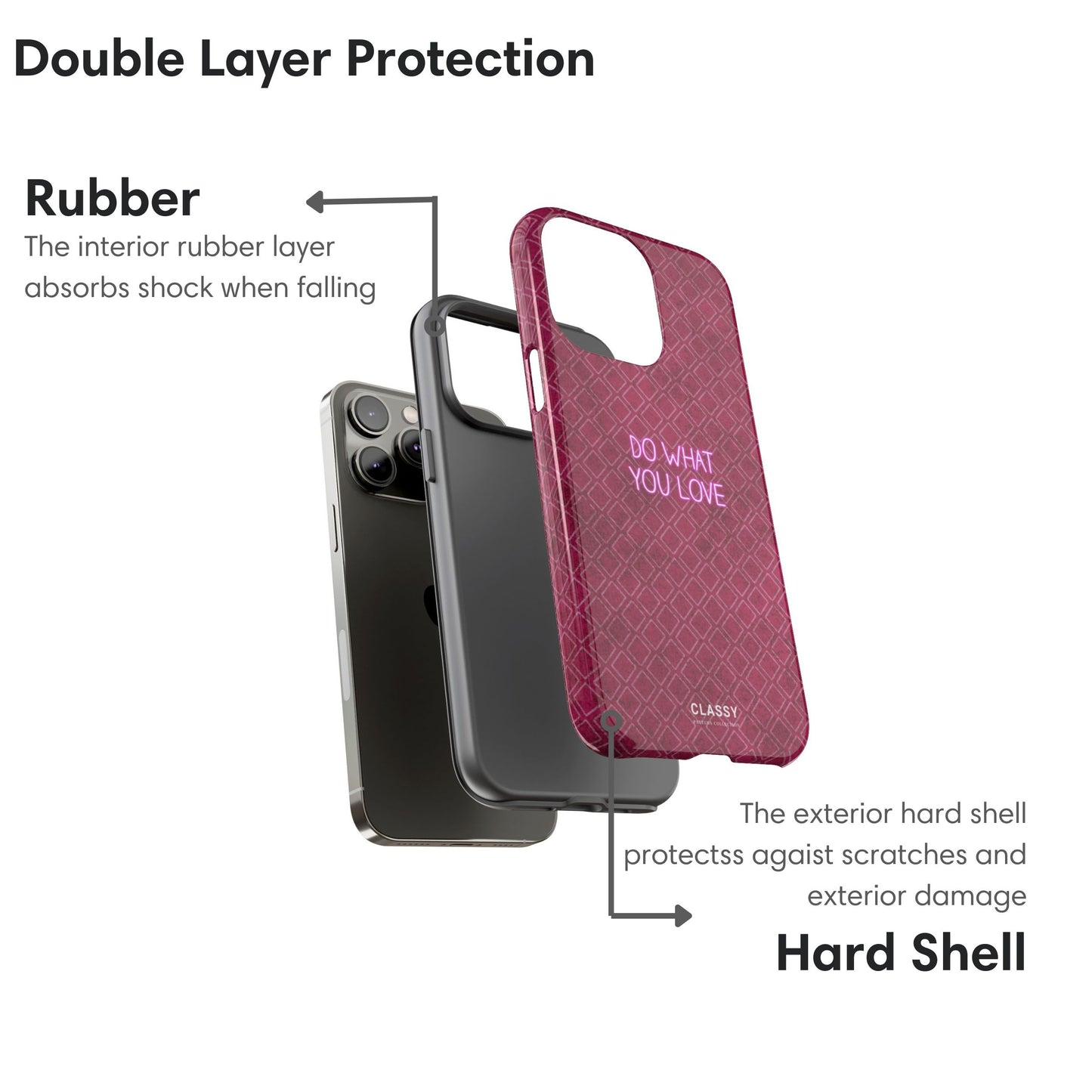 Do What You Love | Dusty Rose Pattern Tough Case layers