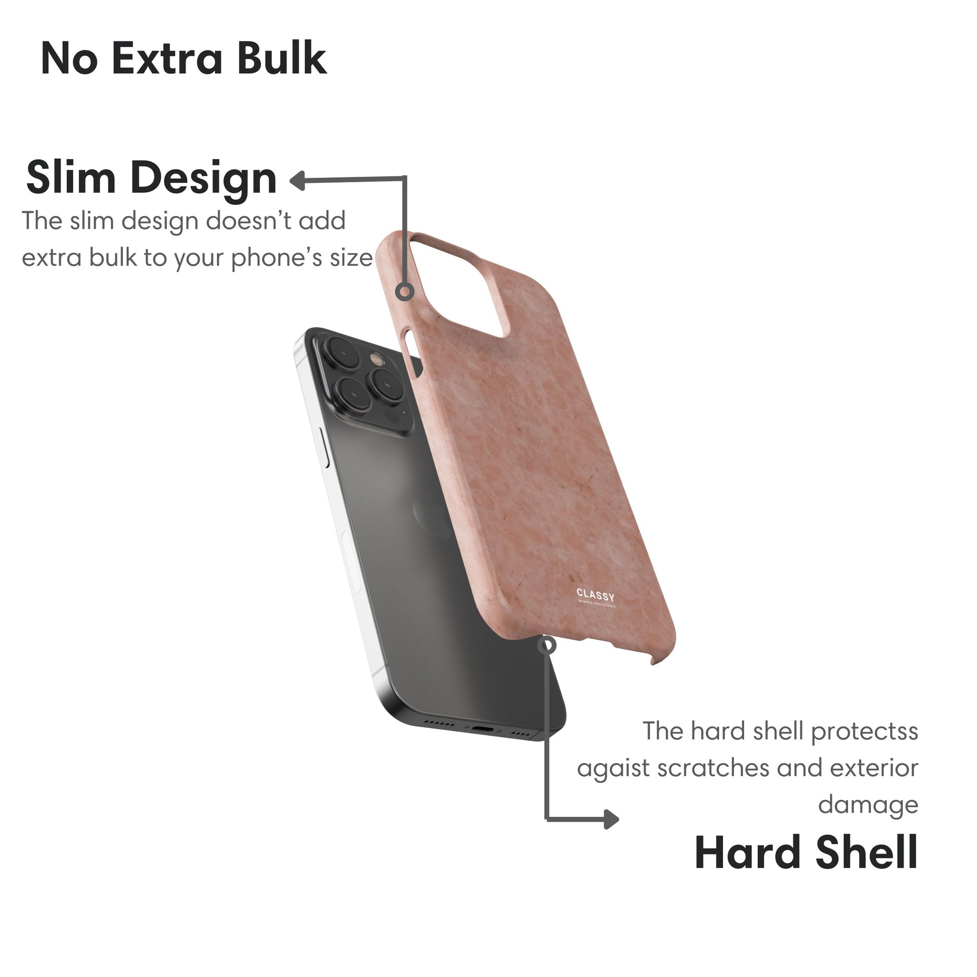 Dusty Rose Marble Snap Case layers