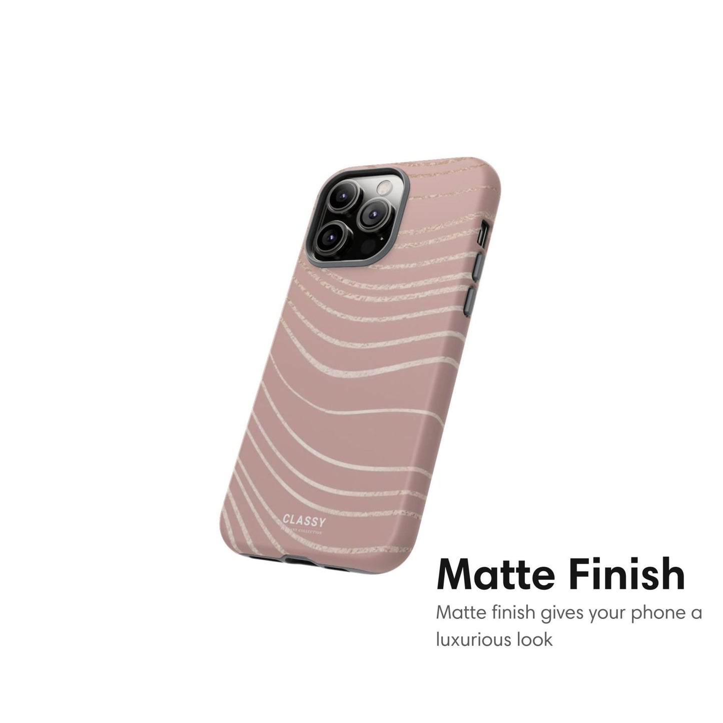 Gold Lines Dusty Rose Tough Case - Classy Cases - Phone Case - iPhone 17 - Glossy -