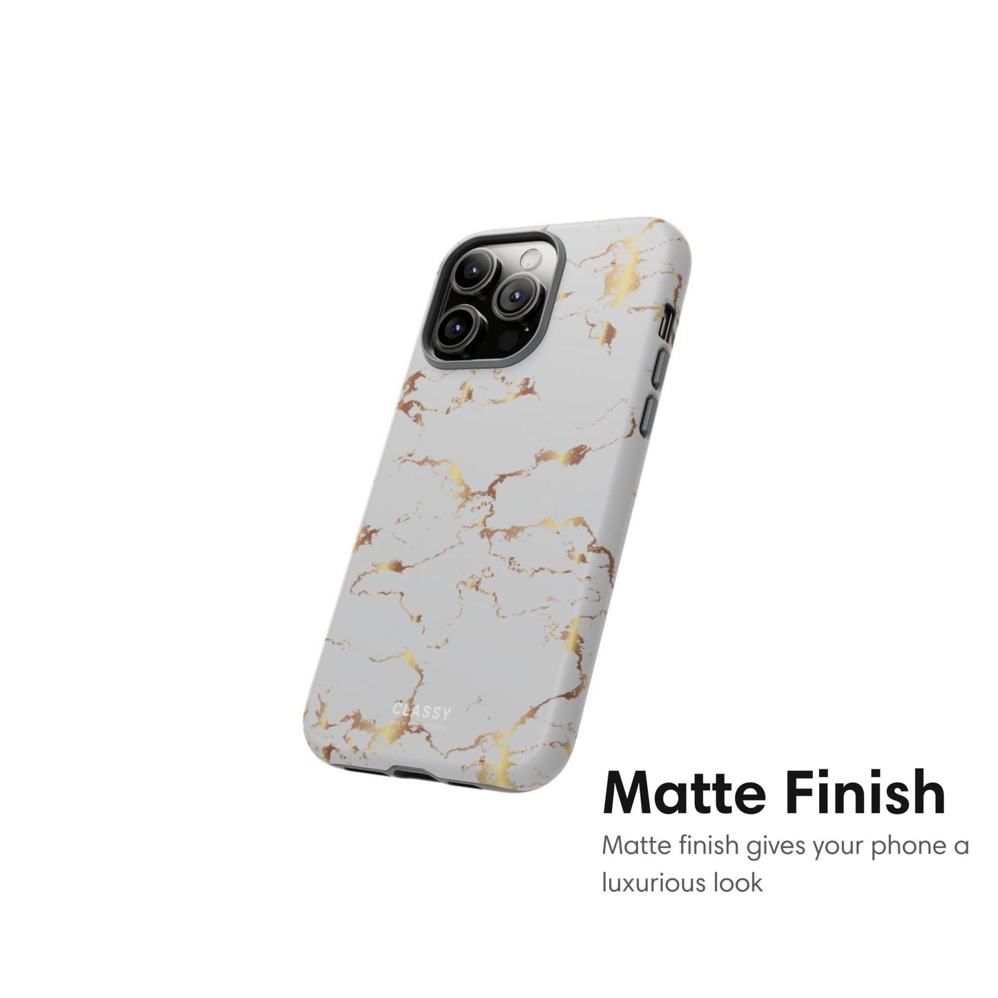 Gray and Gold Marble Tough Case - Classy Cases - Phone Case - iPhone 17 - Glossy -
