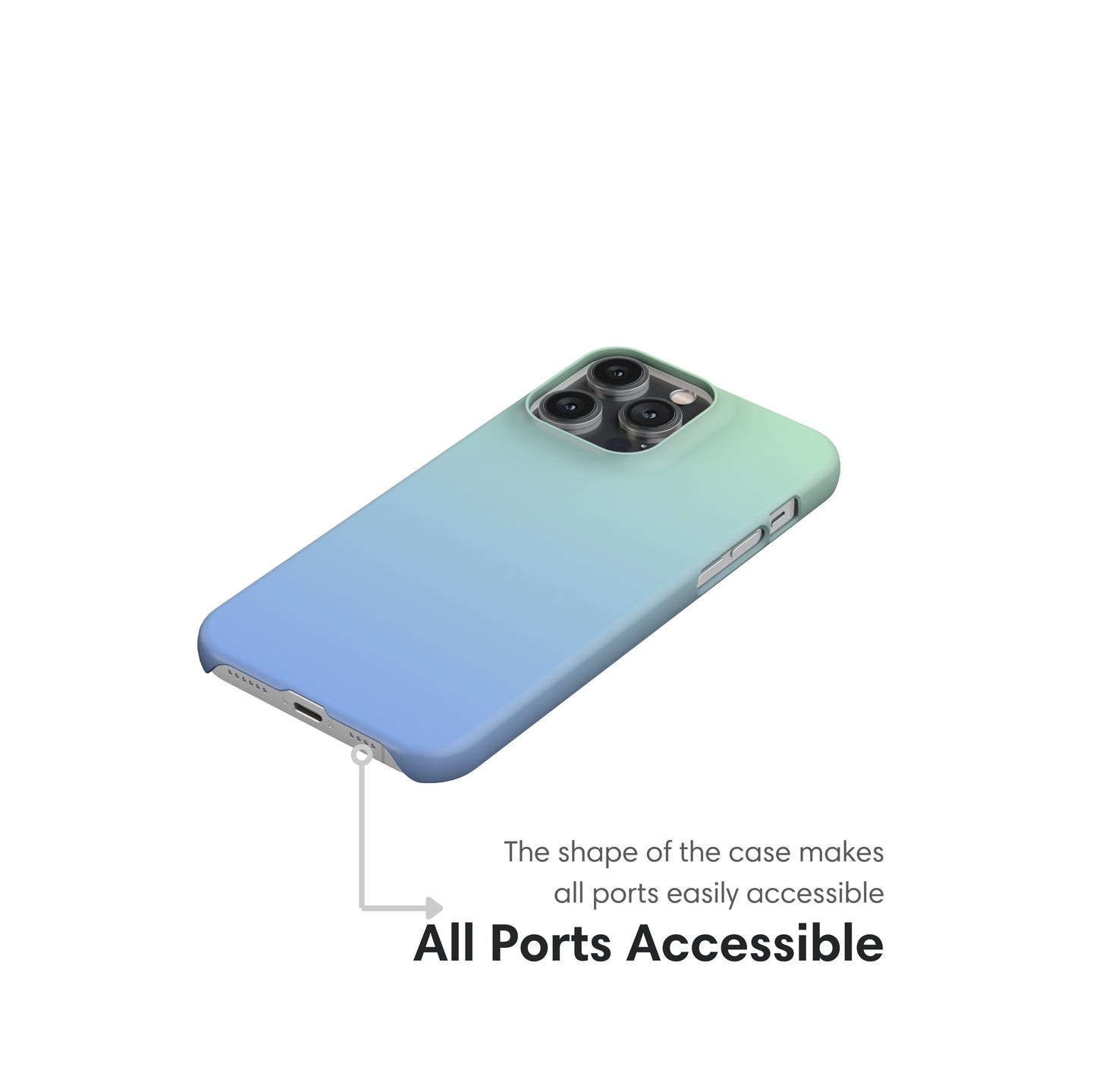 Light Blue Ombre Snap Case ports