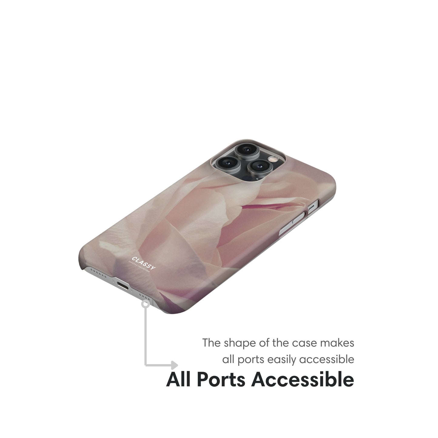 Light Pink Rose Snap Case ports