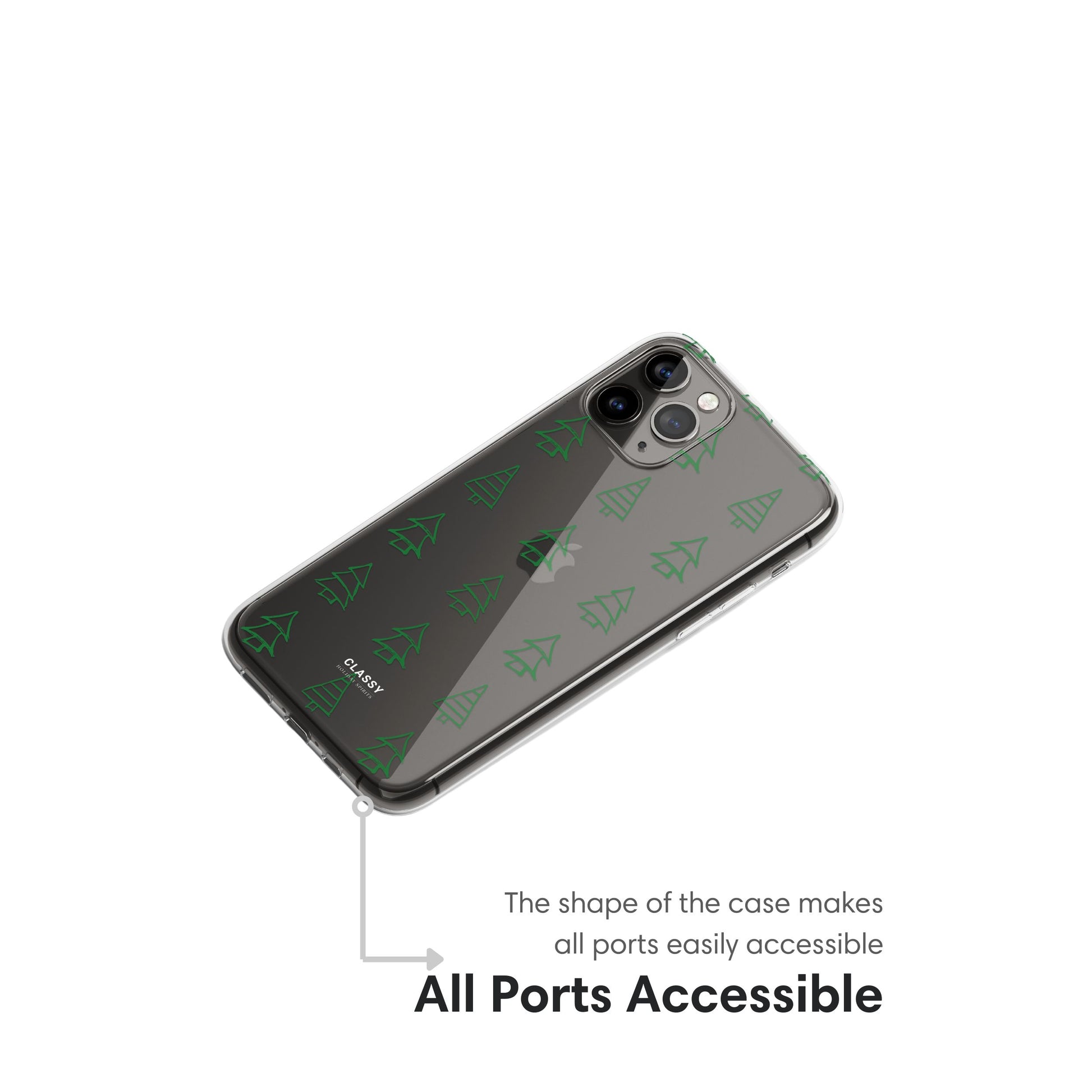 Green Christmas Trees Clear Case ports
