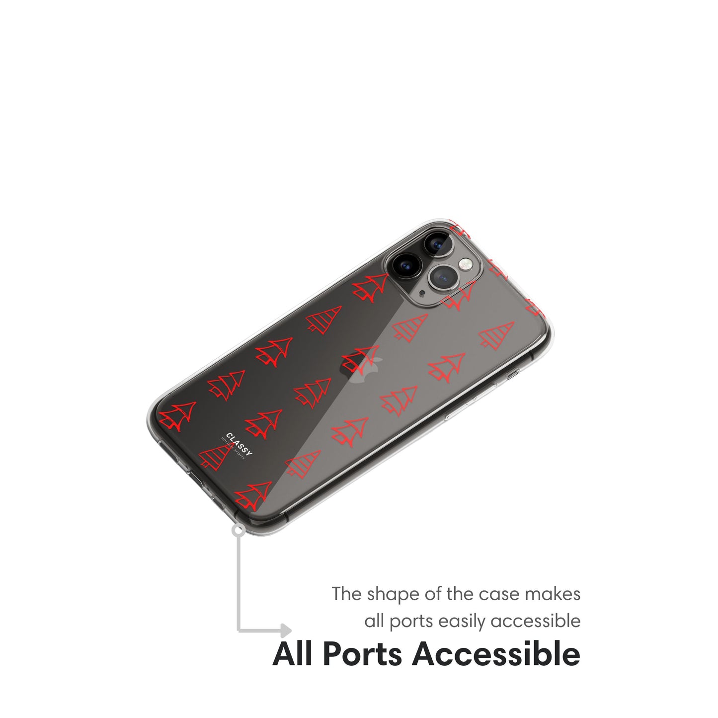 Little Red Christmas Trees Clear Case ports