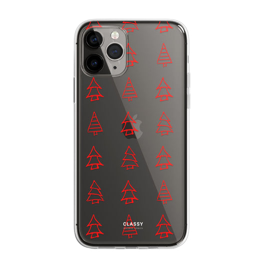 Little Red Christmas Trees Clear Case front