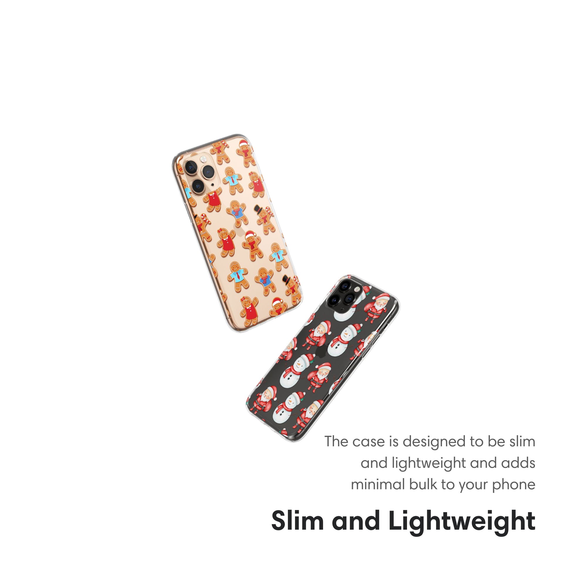 Christmas Clear Case with Snowman and Santa slim and lightweight
