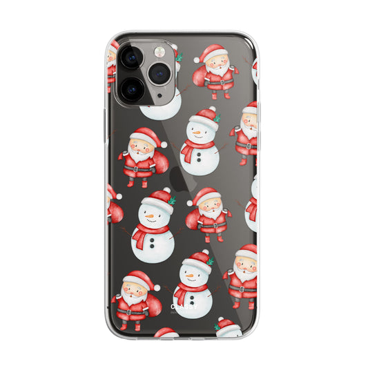 Christmas Clear Case with Snowman and Santa front