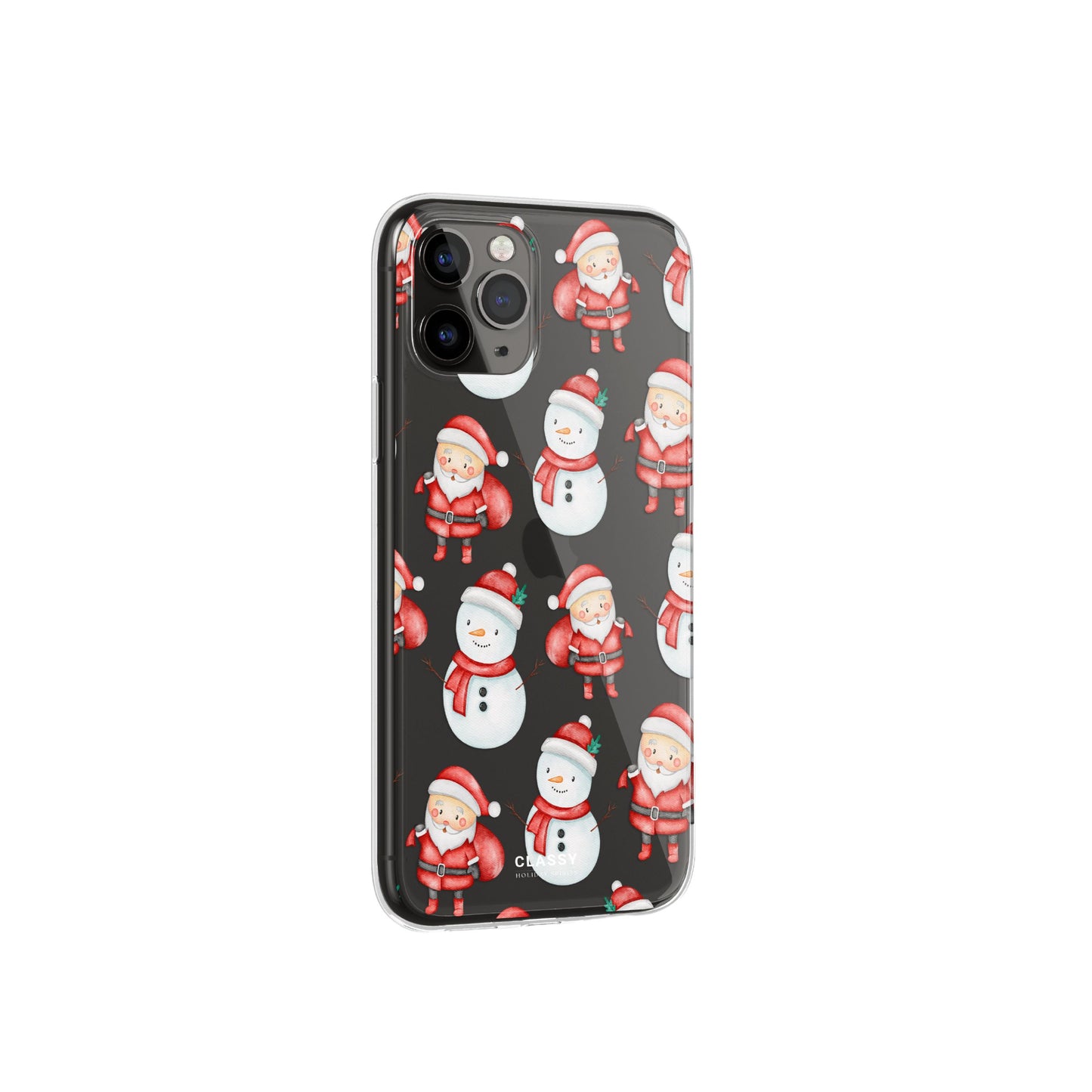Christmas Clear Case with Snowman and Santa side