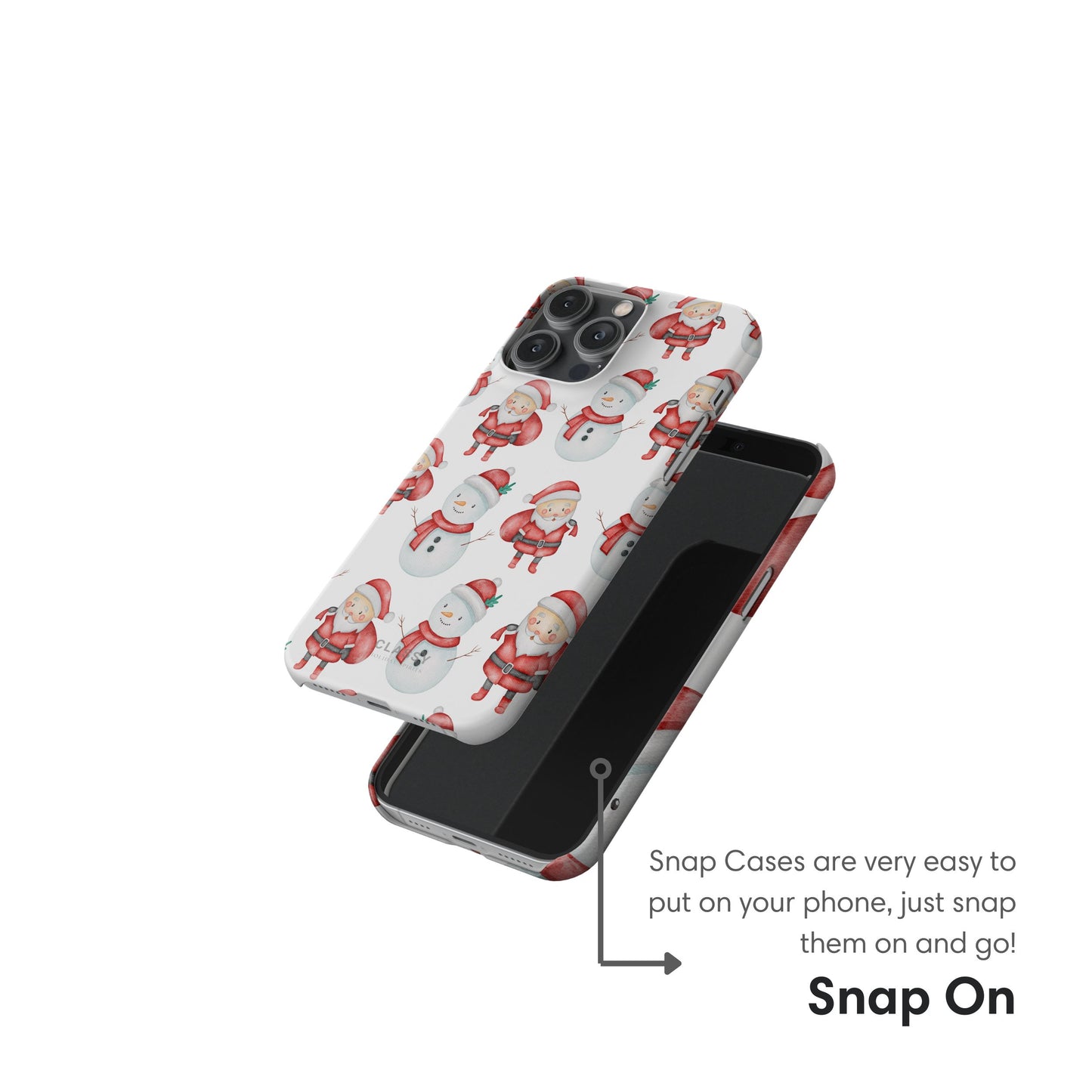 Christmas Snap Case with Snowman and Santa snap on