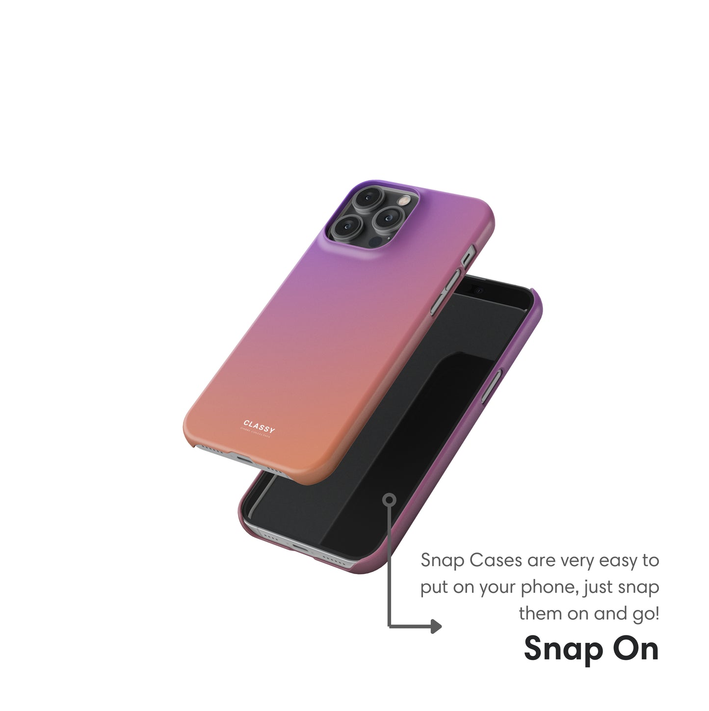 Purple and Orange Ombre Snap Case snap on