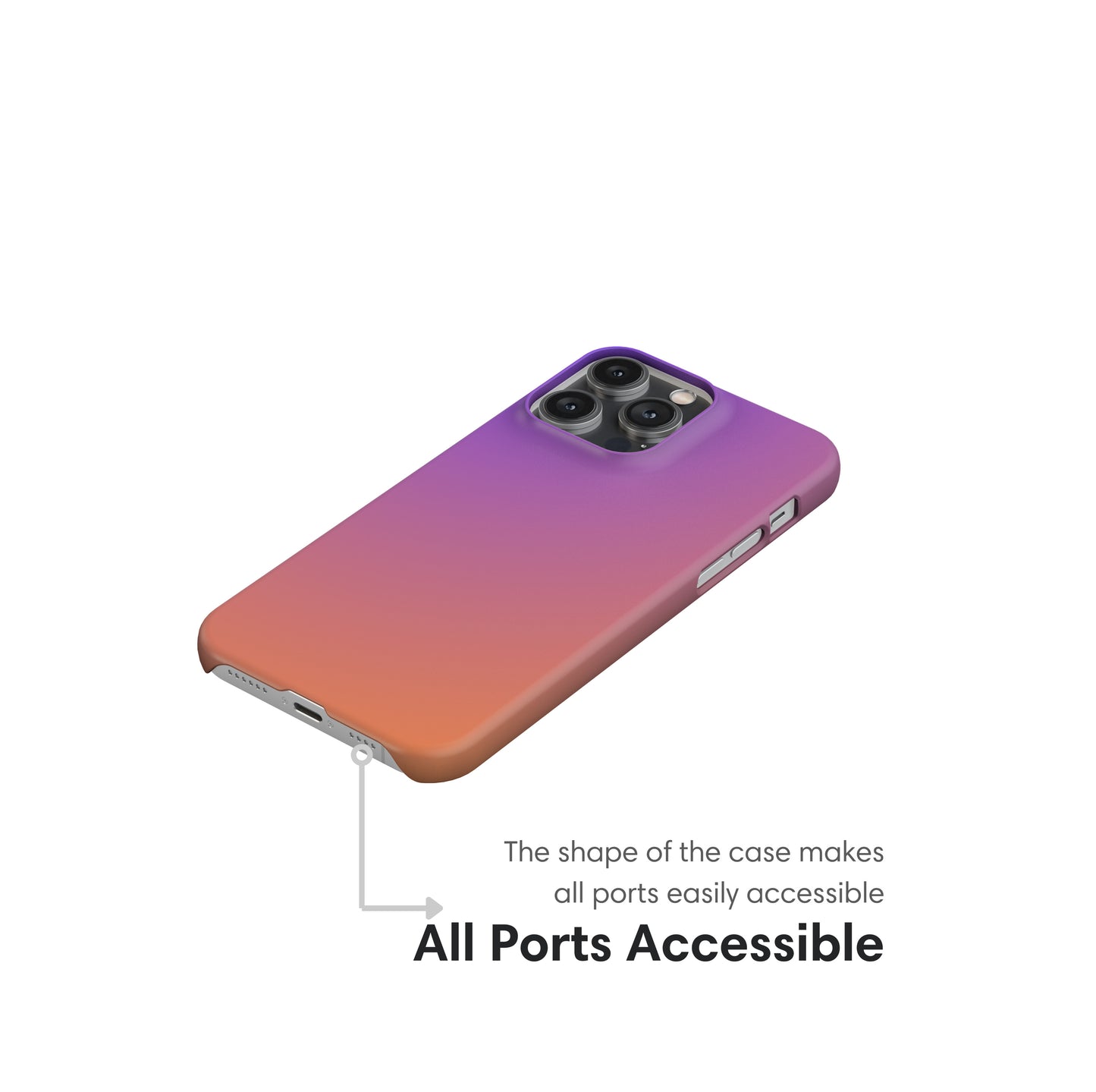 Purple and Orange Ombre Snap Case ports