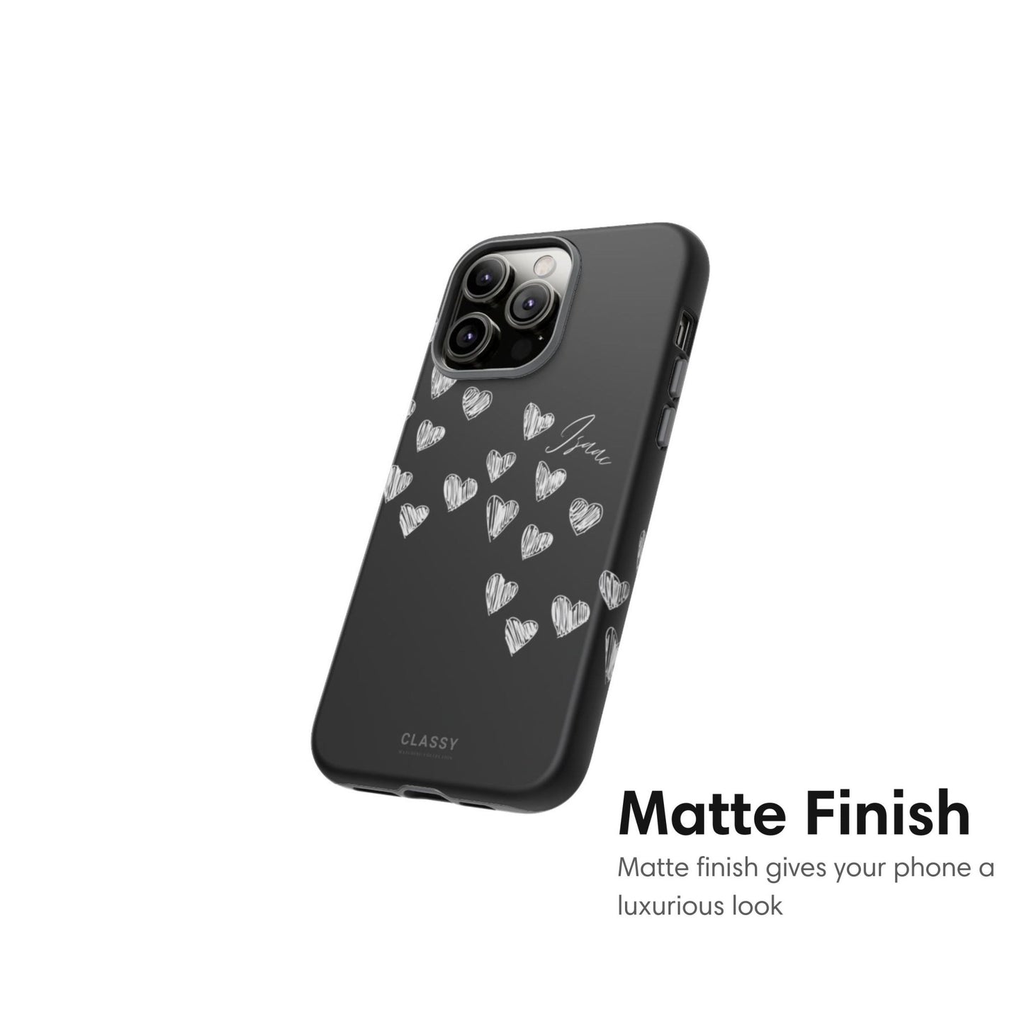Personalized Little Hearts Couple Tough Case - Black - Classy Cases - Phone Case - iPhone 17 - Glossy -