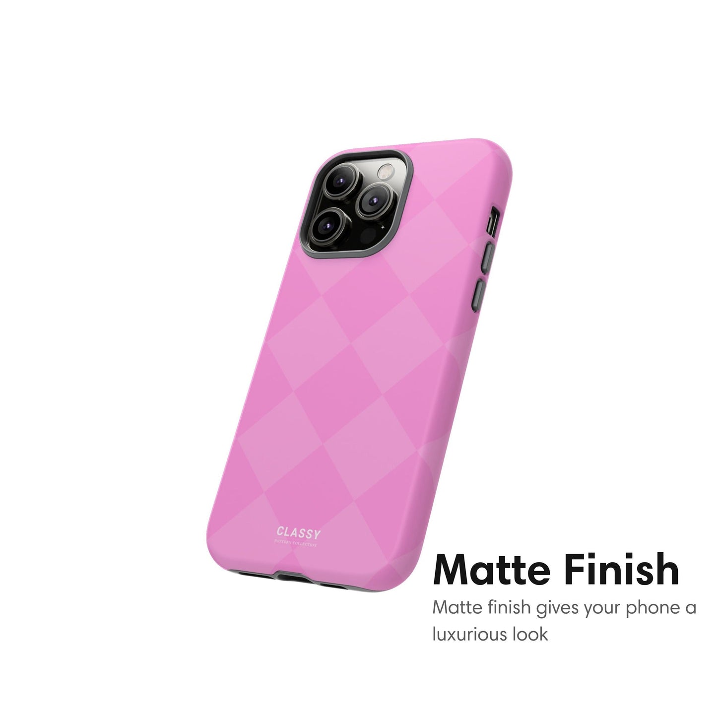 Pink Check Pattern Tough Case - Classy Cases - Phone Case - iPhone 17 - Glossy -