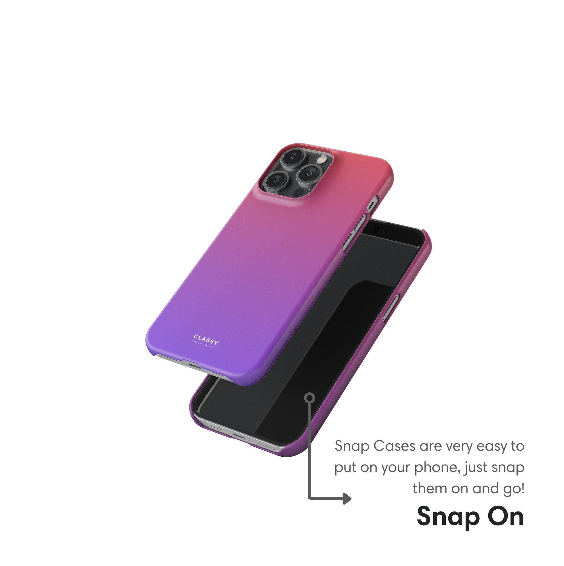 Pink and Purple Ombre Snap Case snap on