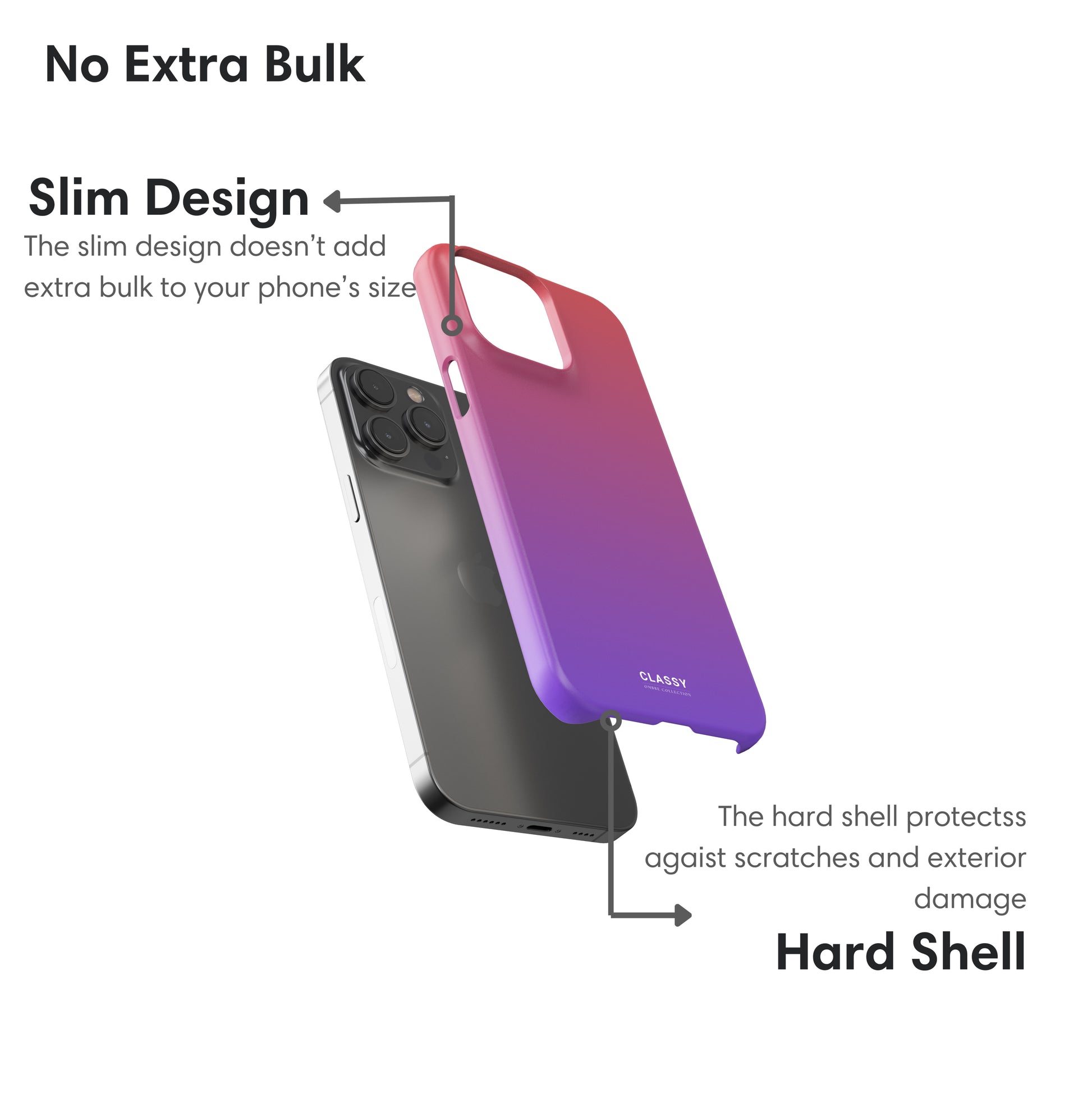 Pink and Purple Ombre Snap Case layers