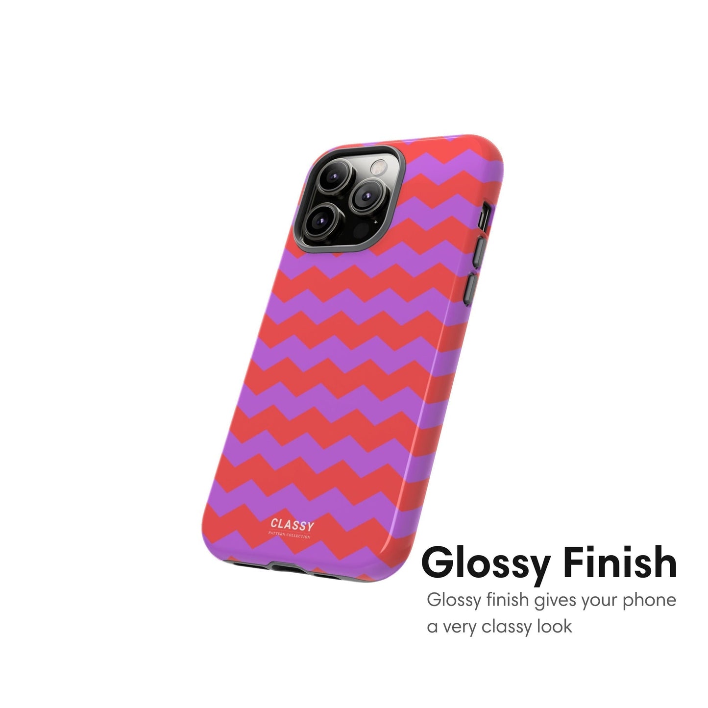 Purple and Orange Chevron Pattern Tough Case - Classy Cases - Phone Case - iPhone 17 - Glossy -