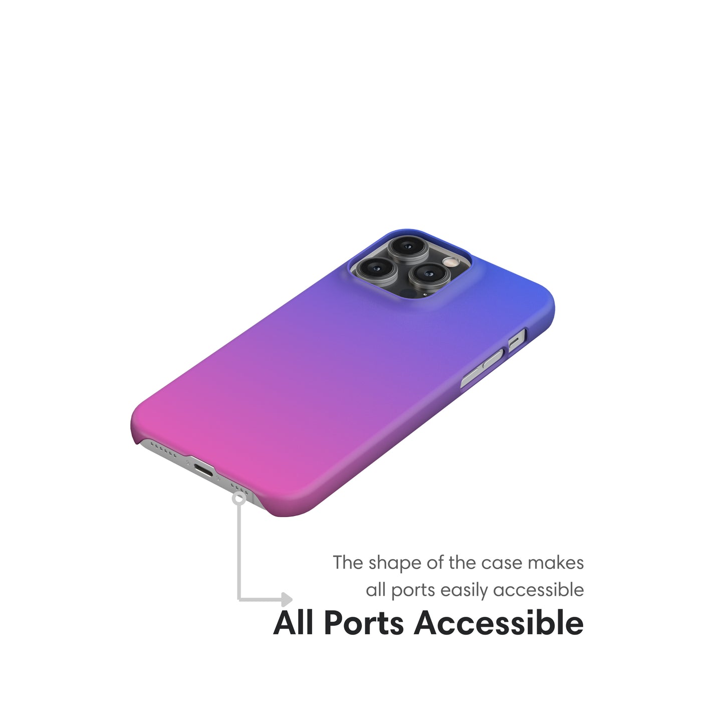 Blue and Pink Ombre Snap Case ports