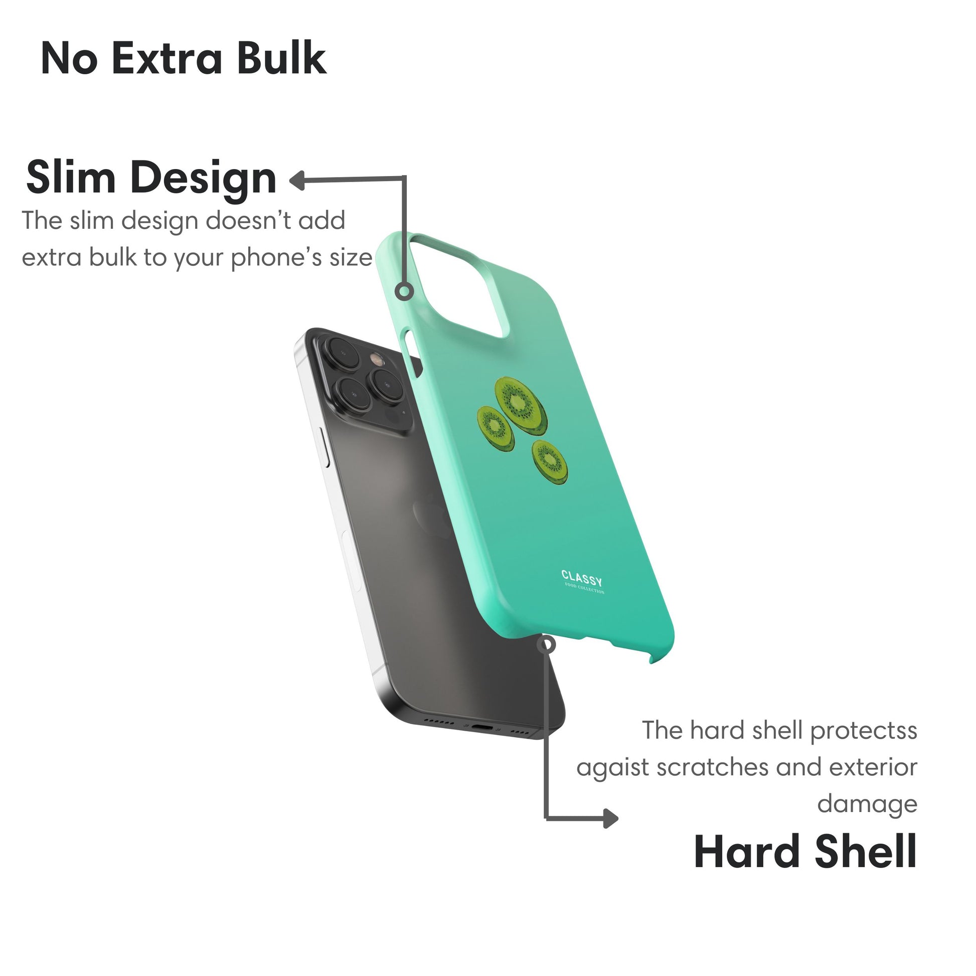 Turquoise Kiwi Snap Case layers