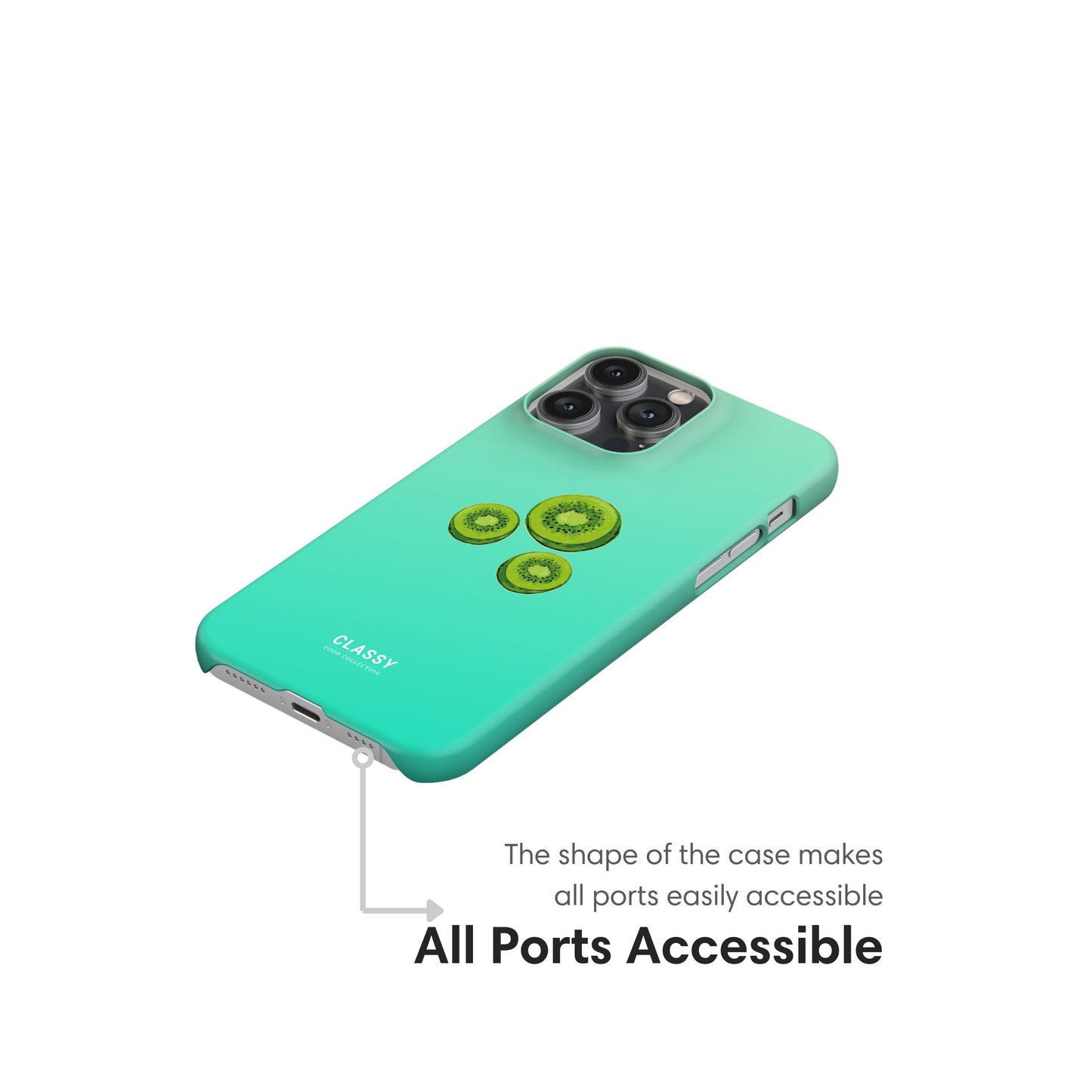 Turquoise Kiwi Snap Case ports