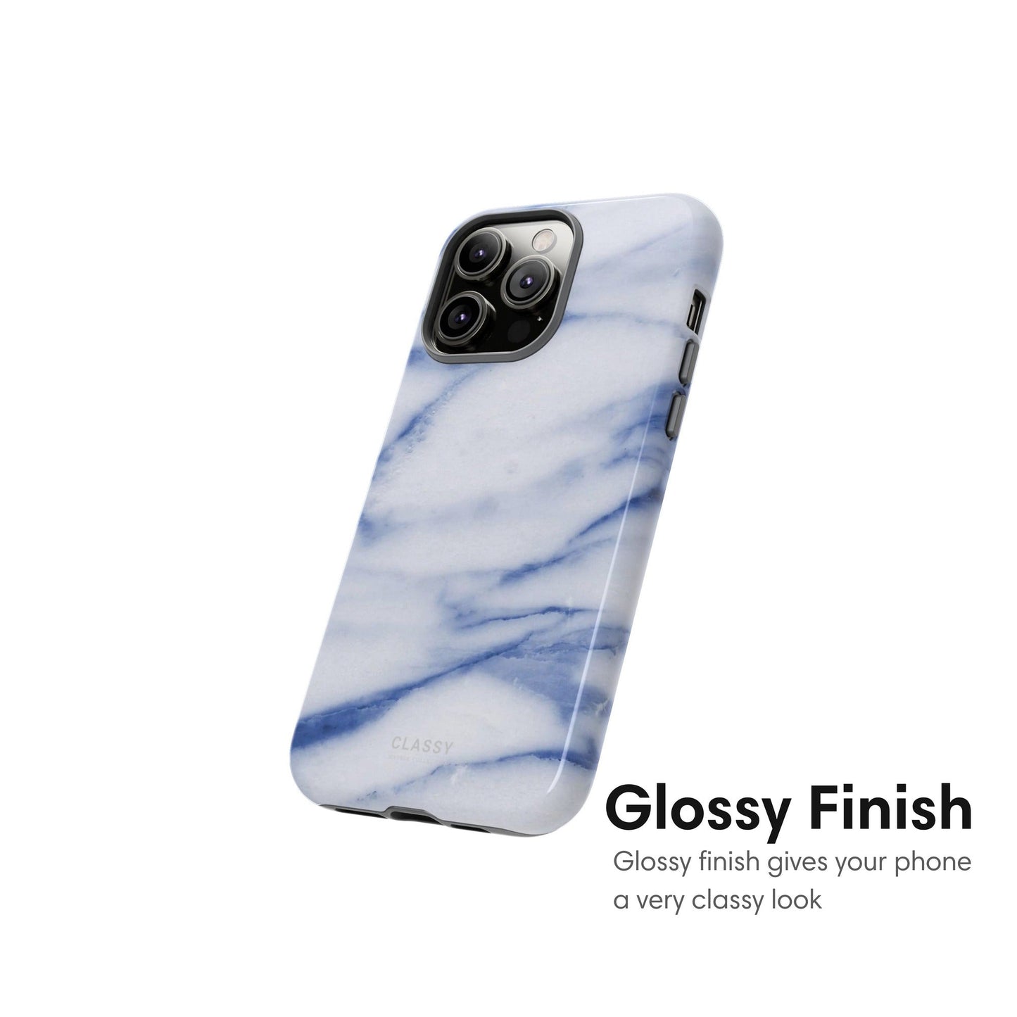 White and Blue Marble Tough Case - Classy Cases - Phone Case - iPhone 17 - Glossy -
