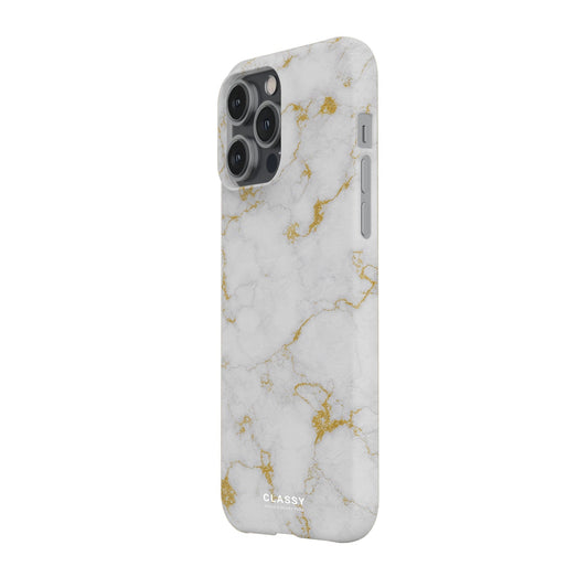 White and Gold Marble Snap Case - Classy Cases - Phone Case - iPhone 17 - Glossy -