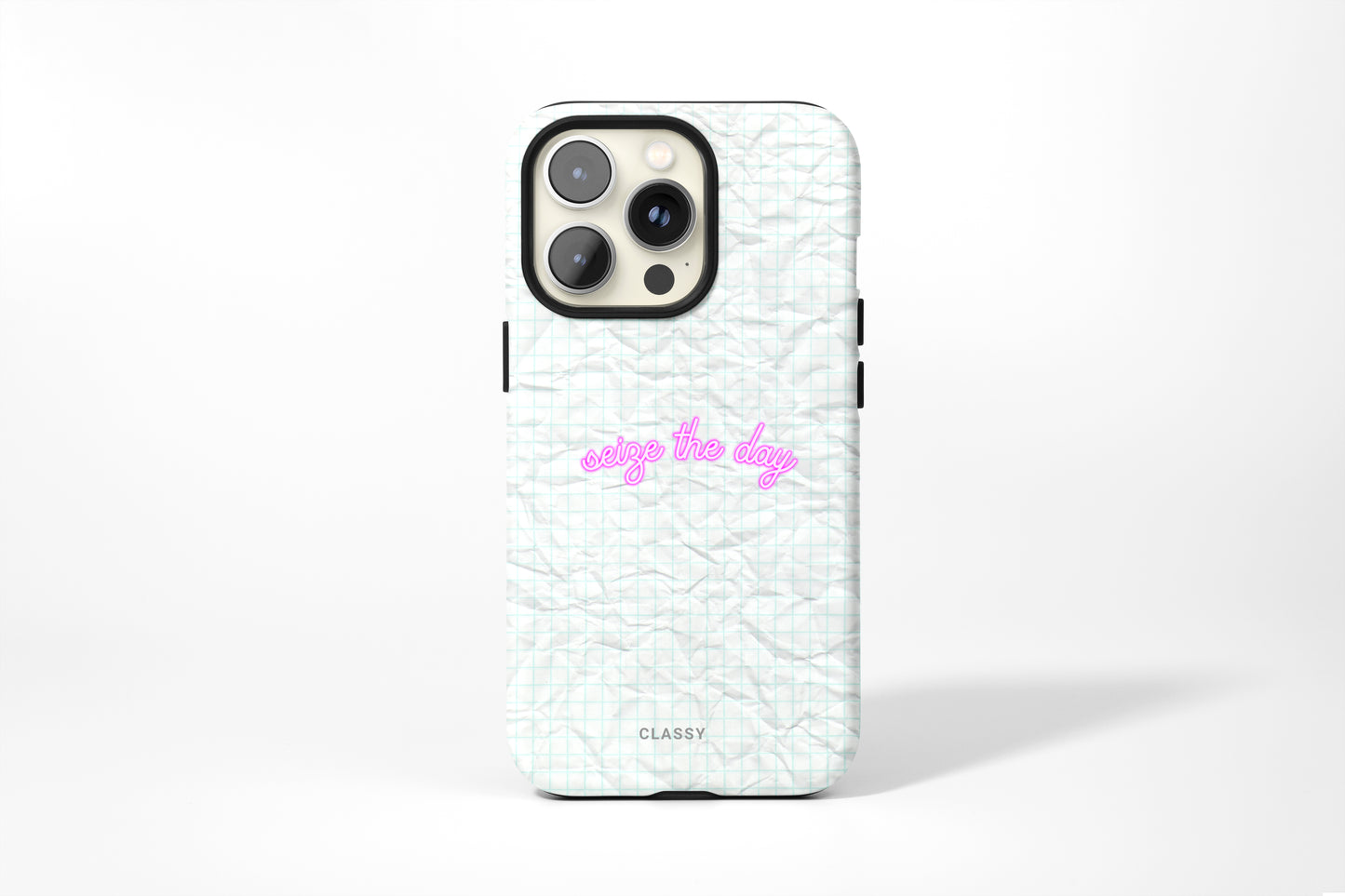 Seige the Day | White Paper Background Tough Case - Classy Cases - Phone Case - Samsung Galaxy S22 - Glossy -
