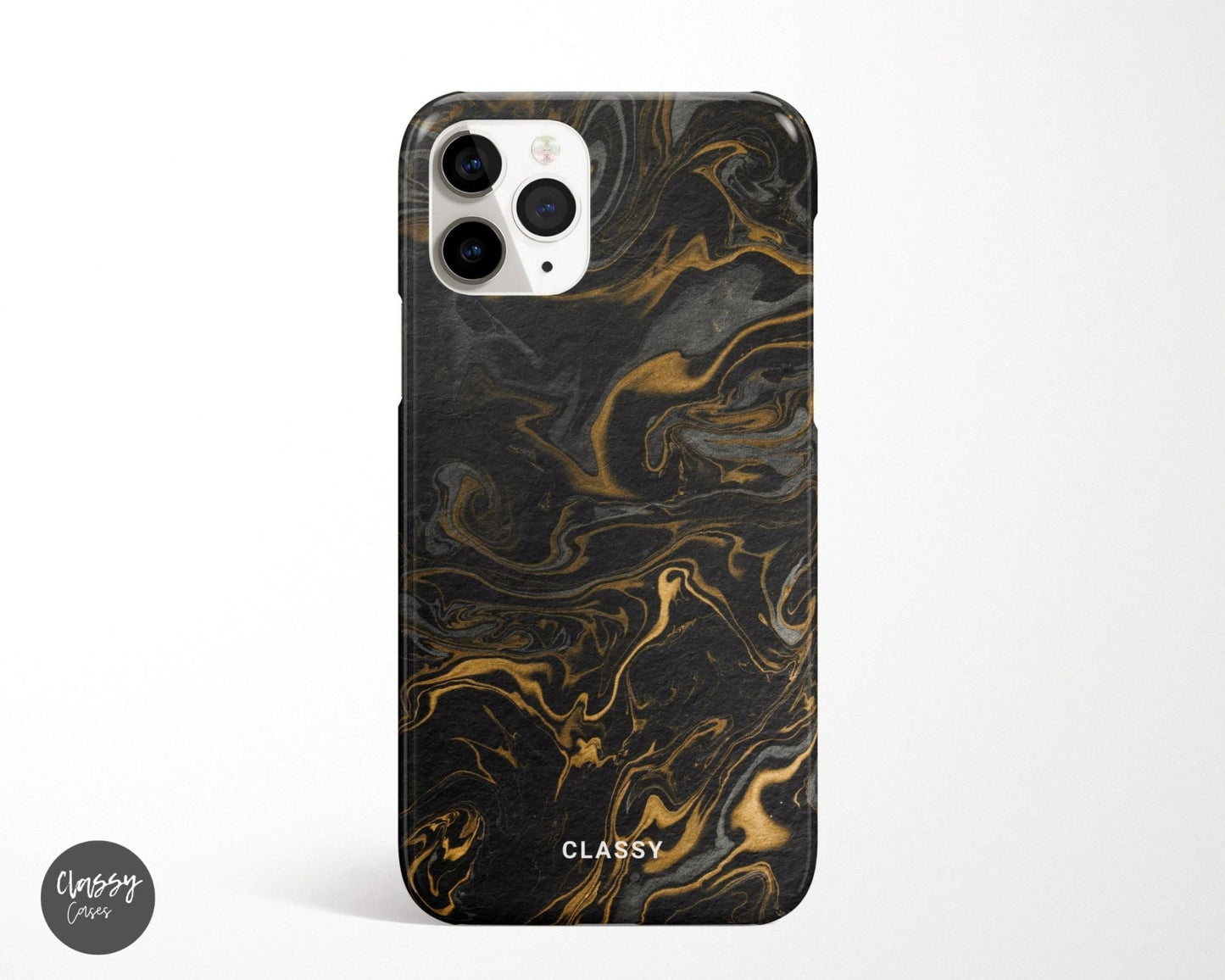 Black and Gold Marble Snap Case - Classy Cases - Phone Case - iPhone 12 Pro Max - Glossy -