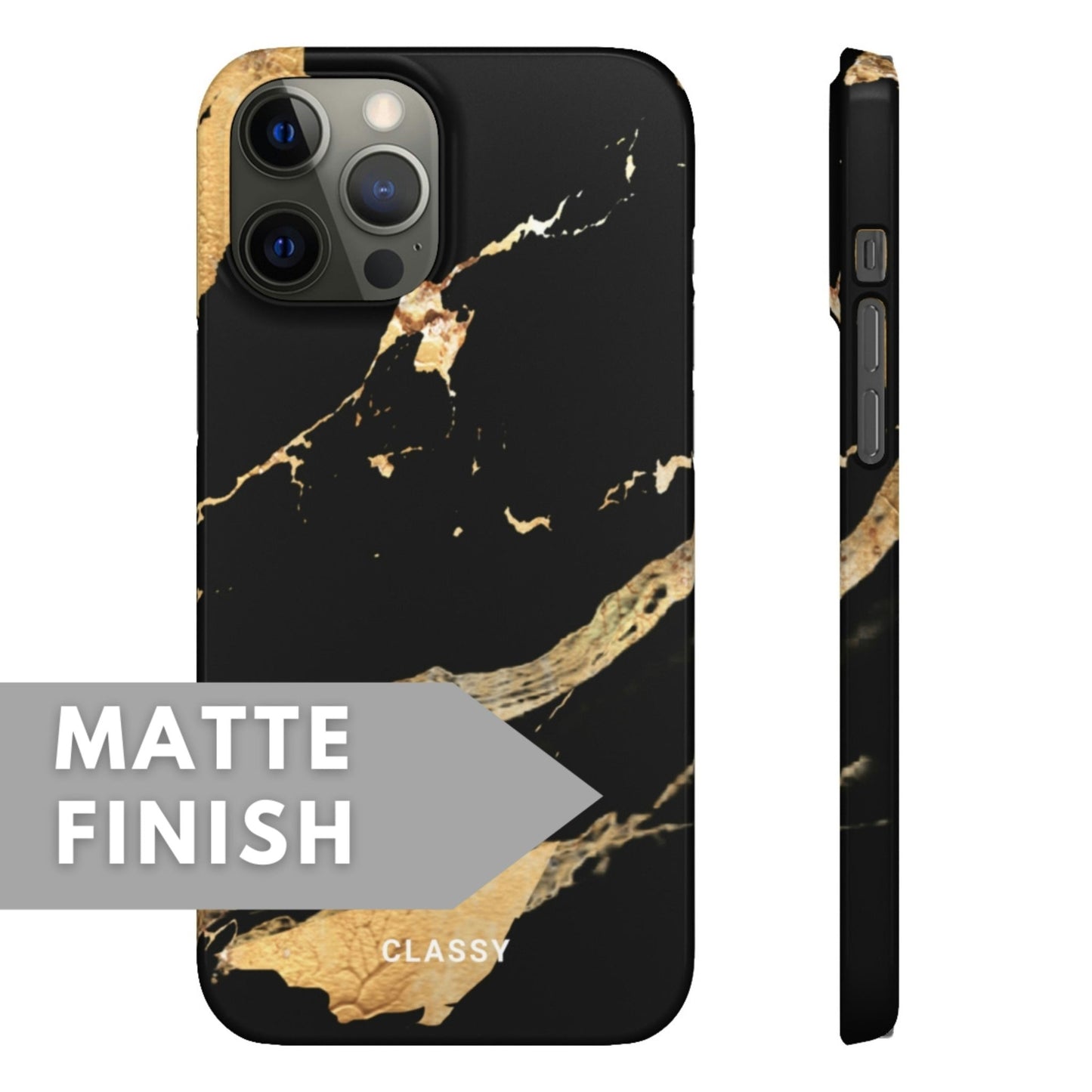Black and Gold Marble Snap Case - Classy Cases - Phone Case - iPhone 12 Pro Max - Glossy -