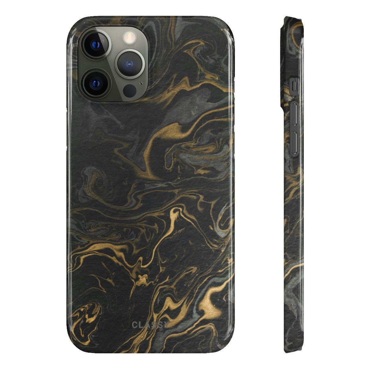Black and Gold Marble Snap Case - Classy Cases - Phone Case - iPhone 12 Pro Max - Glossy -
