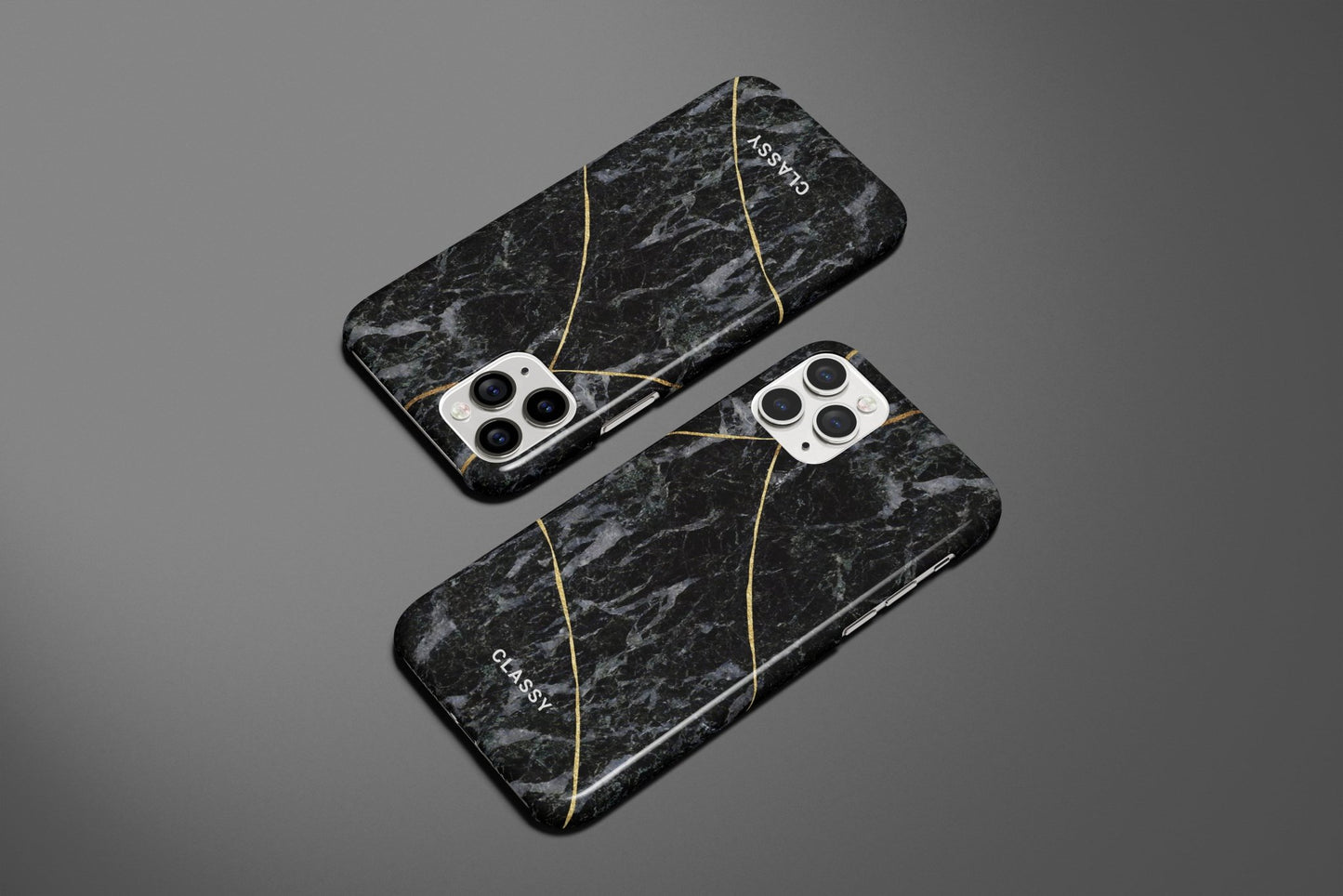 Black and Gold Marble Snap Case - Classy Cases - Phone Case - iPhone 14 - Glossy -