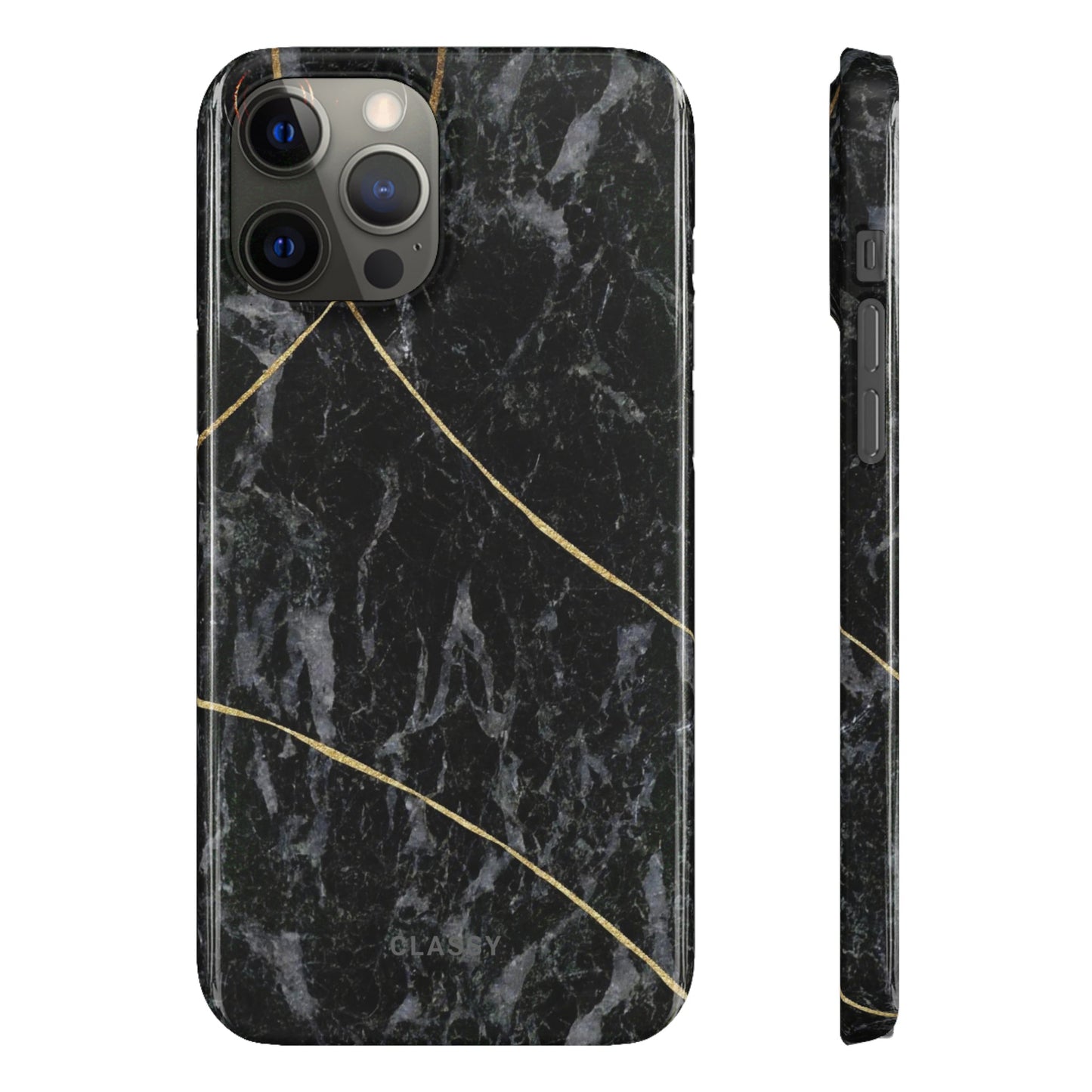 Black and Gold Marble Snap Case - Classy Cases - Phone Case - iPhone 14 - Glossy -