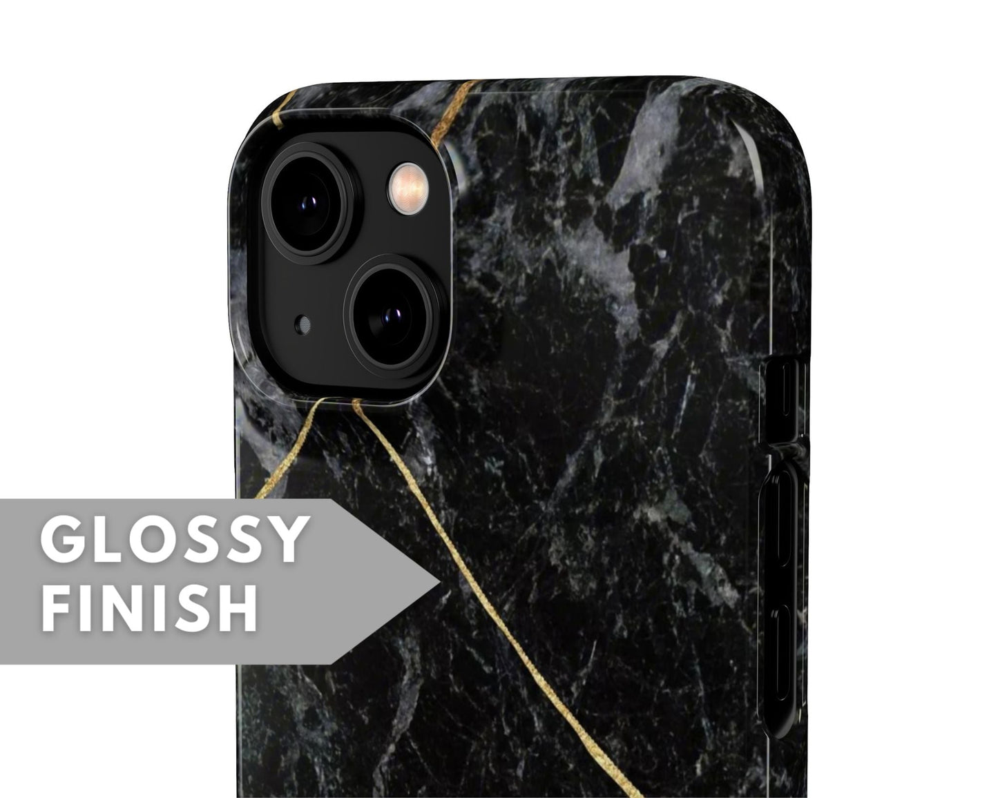 Black and Gold Marble Snap Case - Classy Cases - Phone Case - iPhone 14 - Glossy -