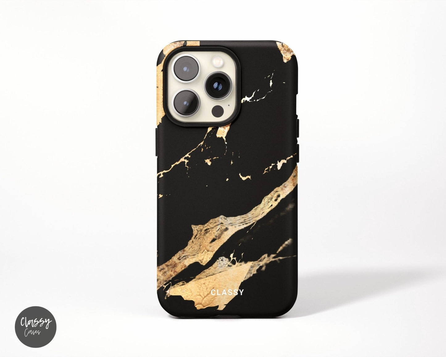 Black and Gold Marble Tough Case - Classy Cases - Phone Case - iPhone 12 Pro Max - Glossy -