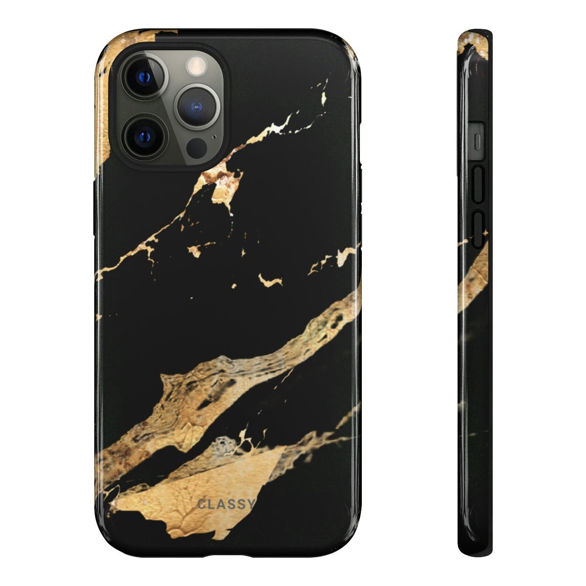 Black and Gold Marble Tough Case - Classy Cases - Phone Case - iPhone 12 Pro Max - Glossy -