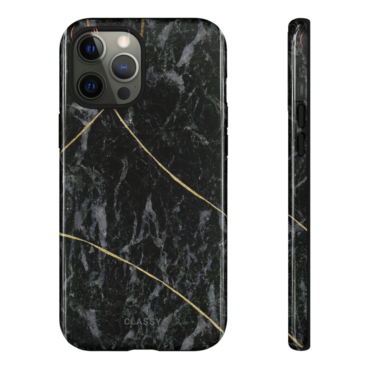 Black and Gold Marble Tough Case - Classy Cases - Phone Case - iPhone 15 - Glossy -