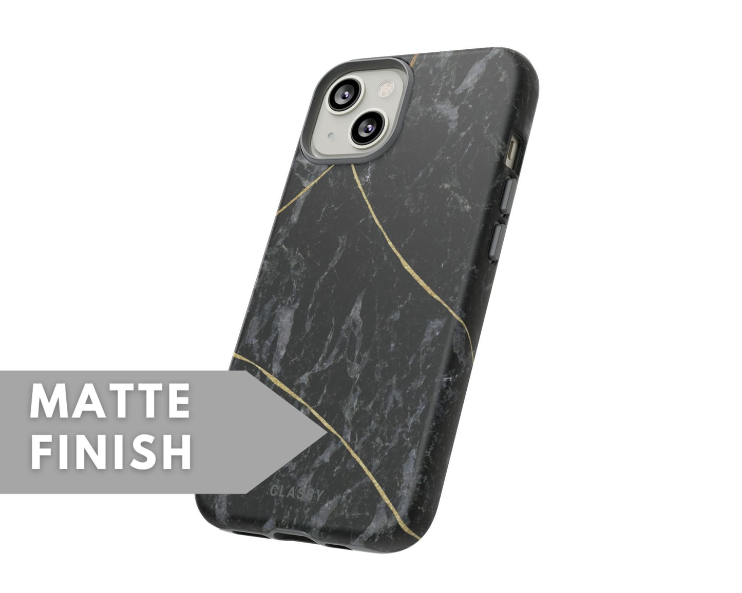 Black and Gold Marble Tough Case - Classy Cases - Phone Case - iPhone 15 - Glossy -