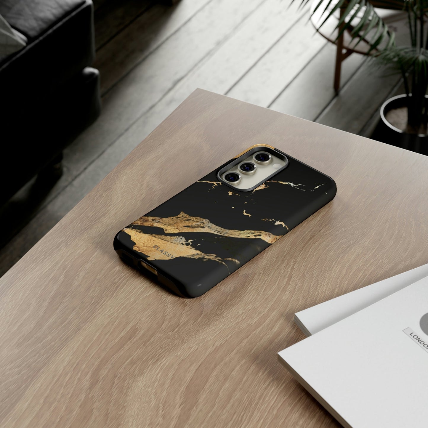 Black and Gold Marble Tough Case - Classy Cases - Phone Case - Samsung Galaxy S23 - Glossy -