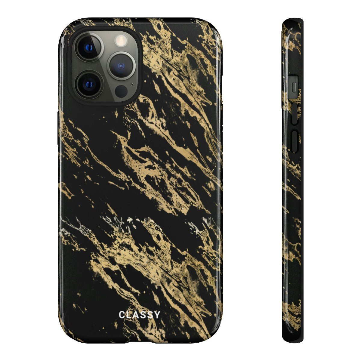 Black and Gold Pattern Tough Case - Classy Cases - Phone Case - iPhone 12 Pro Max - Glossy -